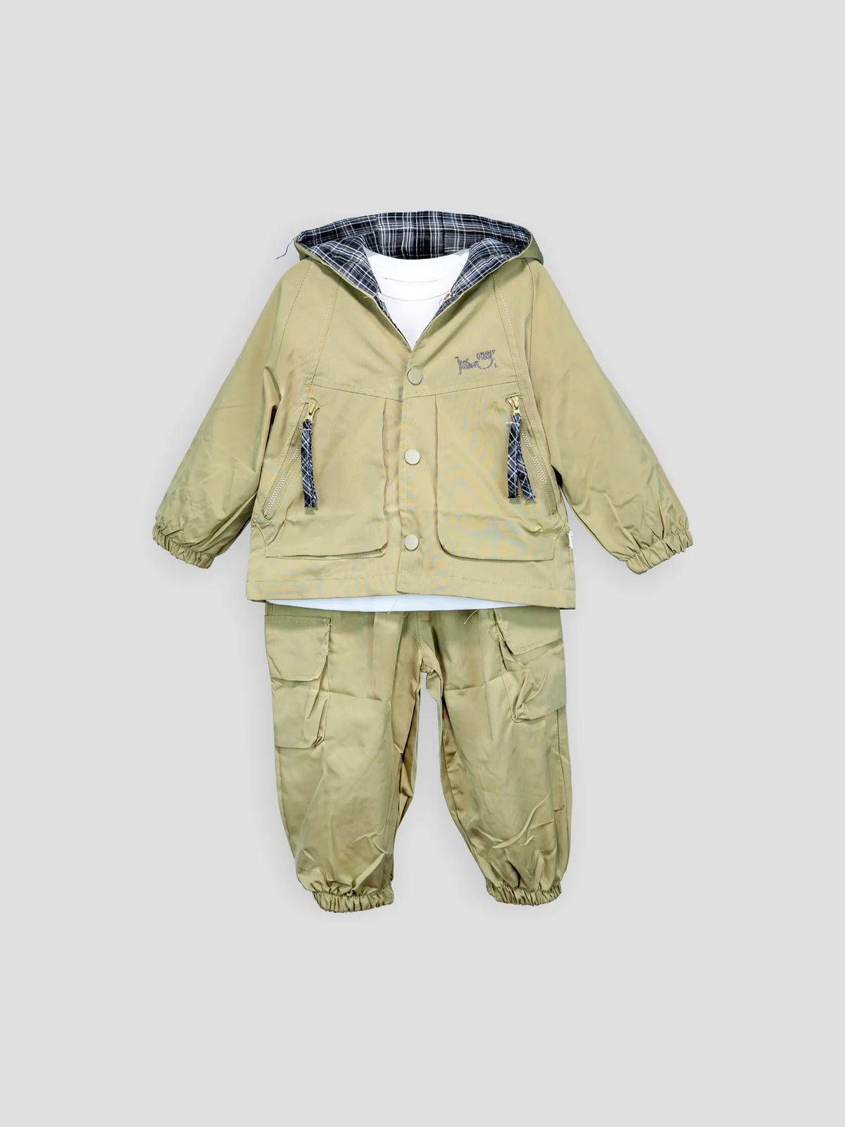 Hap & Hope  Hooded Jacket & Cargo Pants Cord Set For Boys