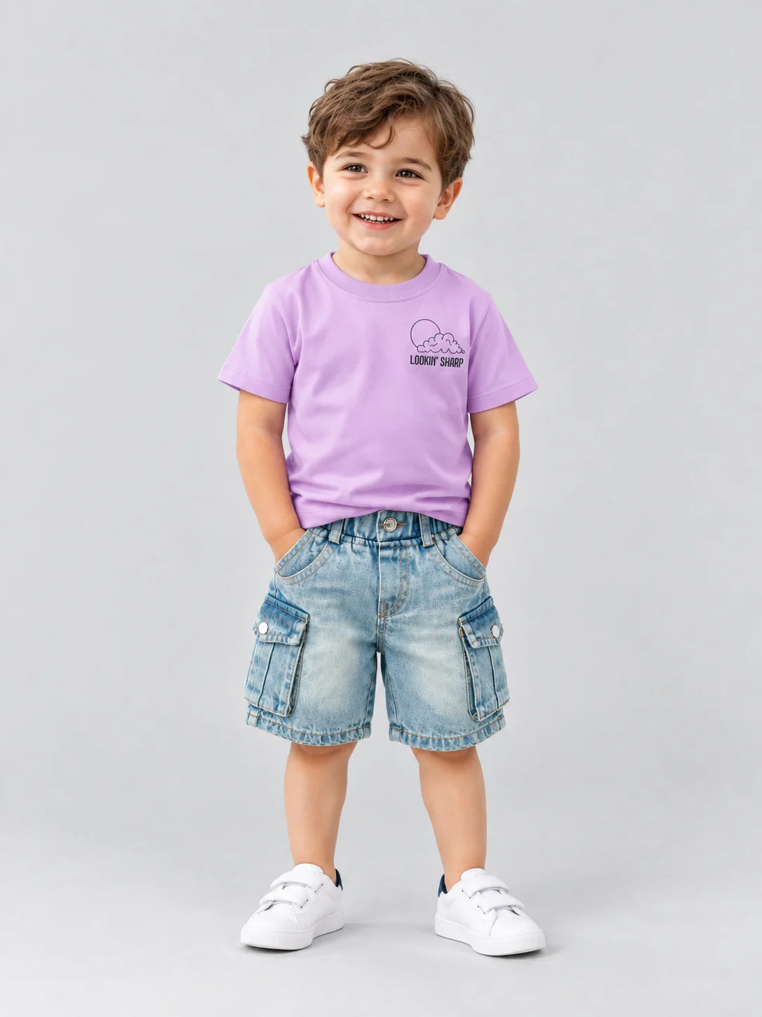 Hap & Hope  Lookin Sharp  Printed Half Sleeve Cotton T-Shirt For Boys