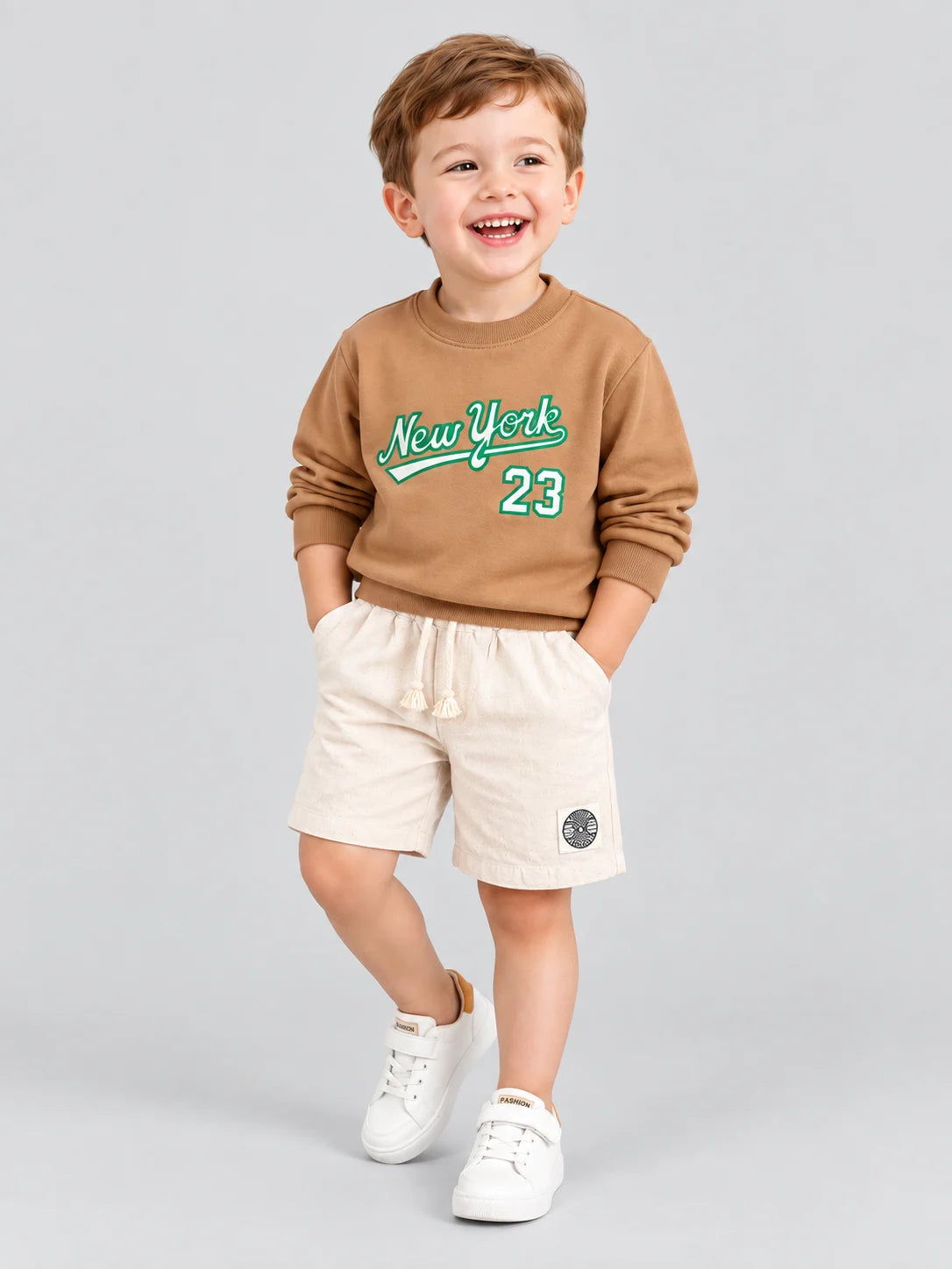 Hap & Hope  New York Printed Full Sleeve Cotton T-Shirt For Boys