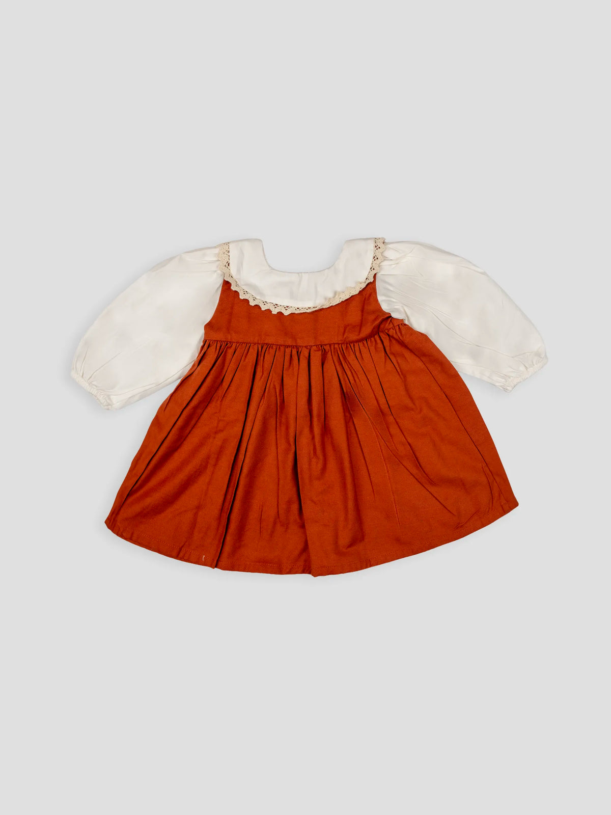 Hap & Hope Peter Pan Collar Full Sleeve Cotton Frock For Girls