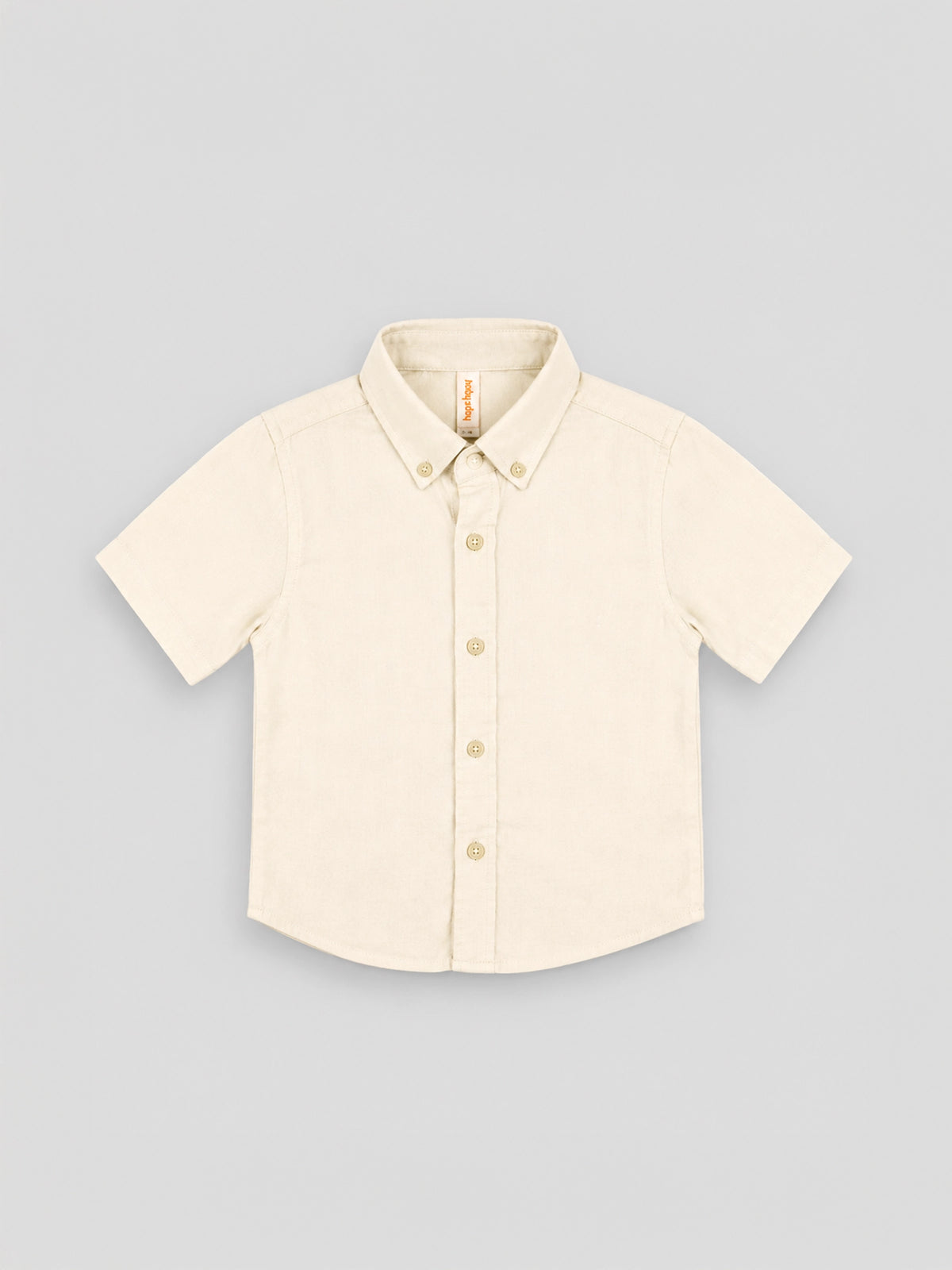Hap&Hope Plain Collar Neck Half Sleeve Linen Shirt for Boys