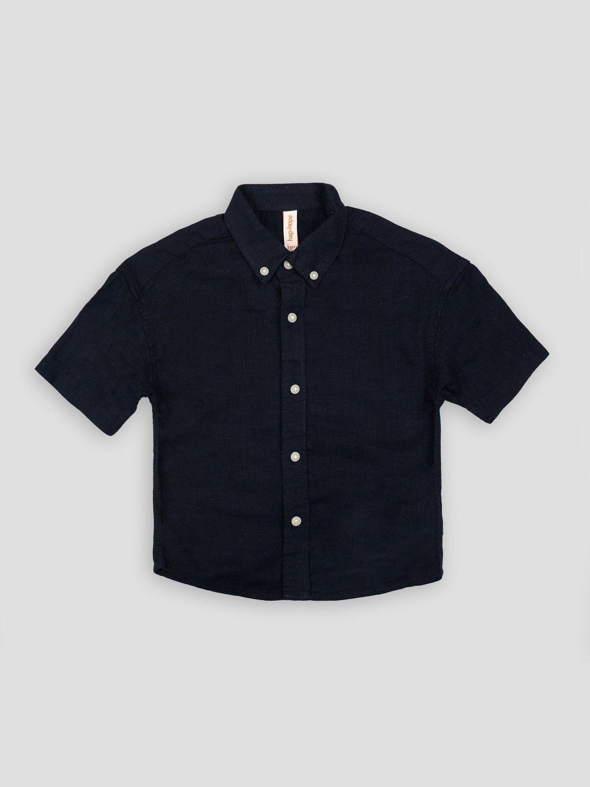 Hap&Hope Plain Collar Neck Half Sleeve Linen Shirt for Boys