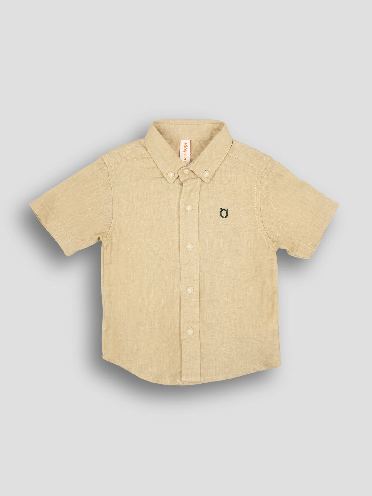 Hap&Hope Plain Collar Neck Half Sleeve Linen Shirt for Boys