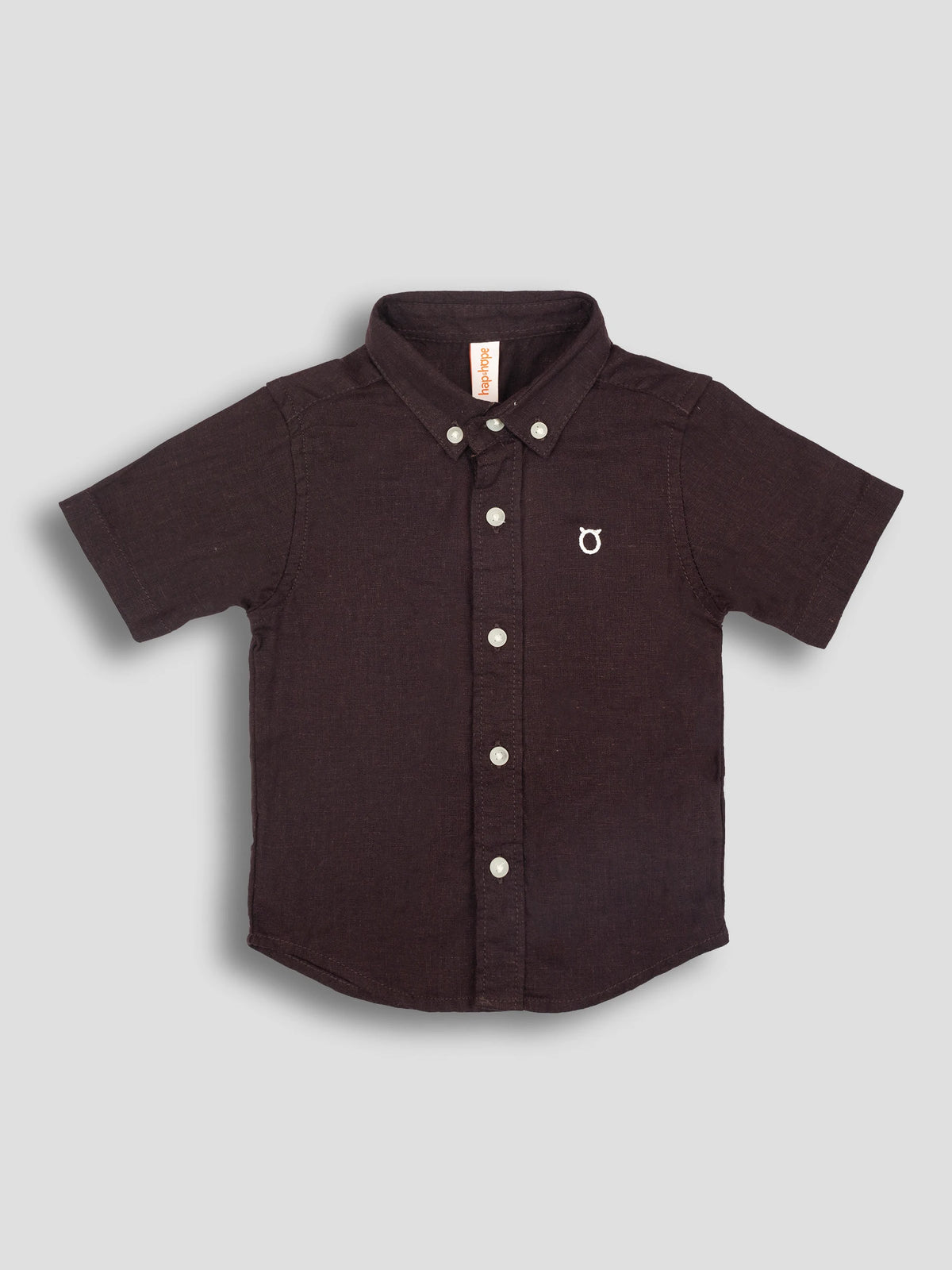 Hap&Hope Plain Collar Neck Half Sleeve Linen Shirt for Boys