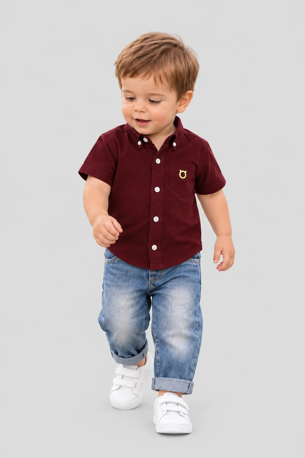 Hap & Hope Plain Collar Neck Half Sleeve Shirt for Boys