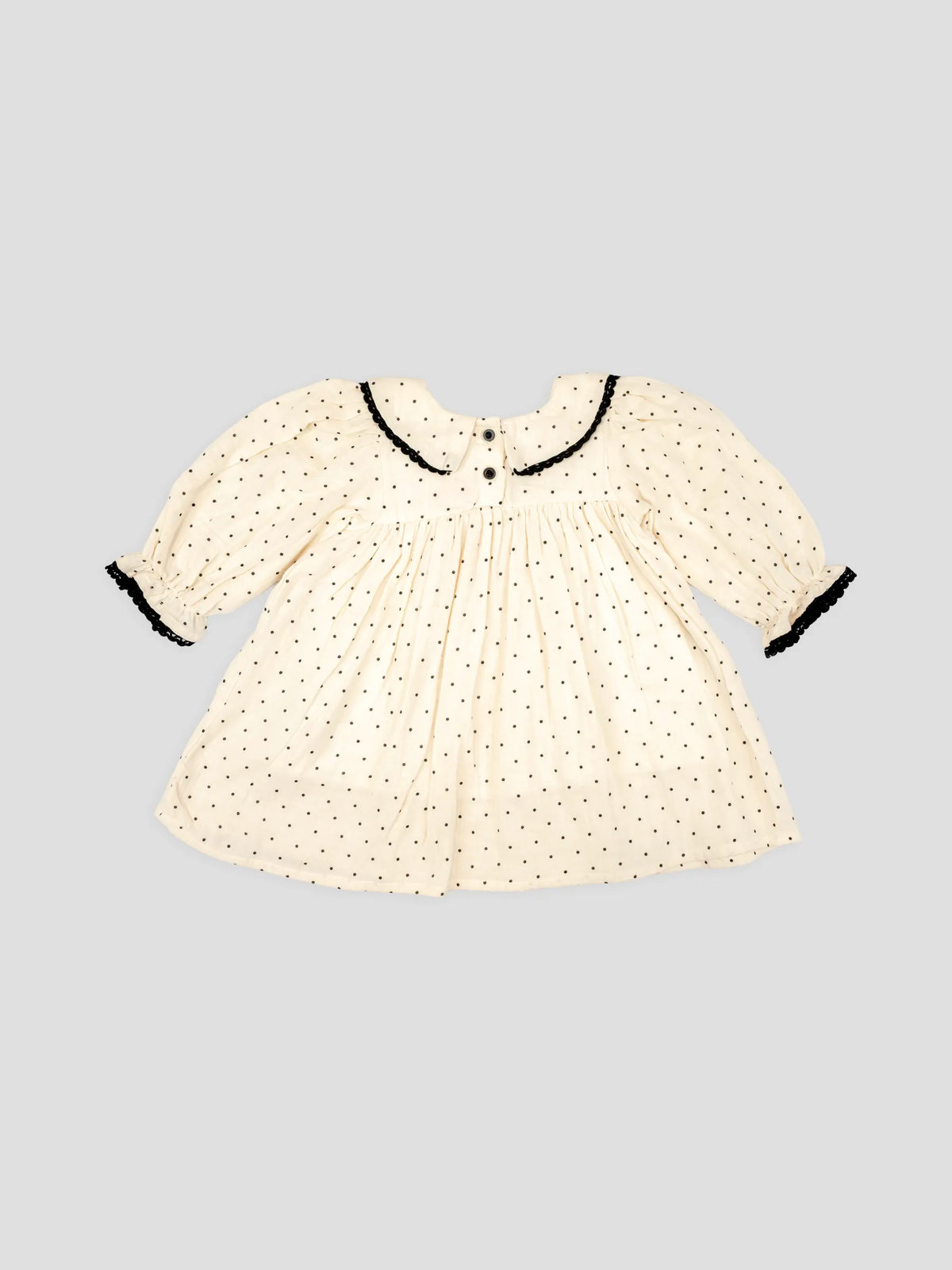Hap & Hope  Polka Dot Full Sleeve Cotton Collar Frock For Girls