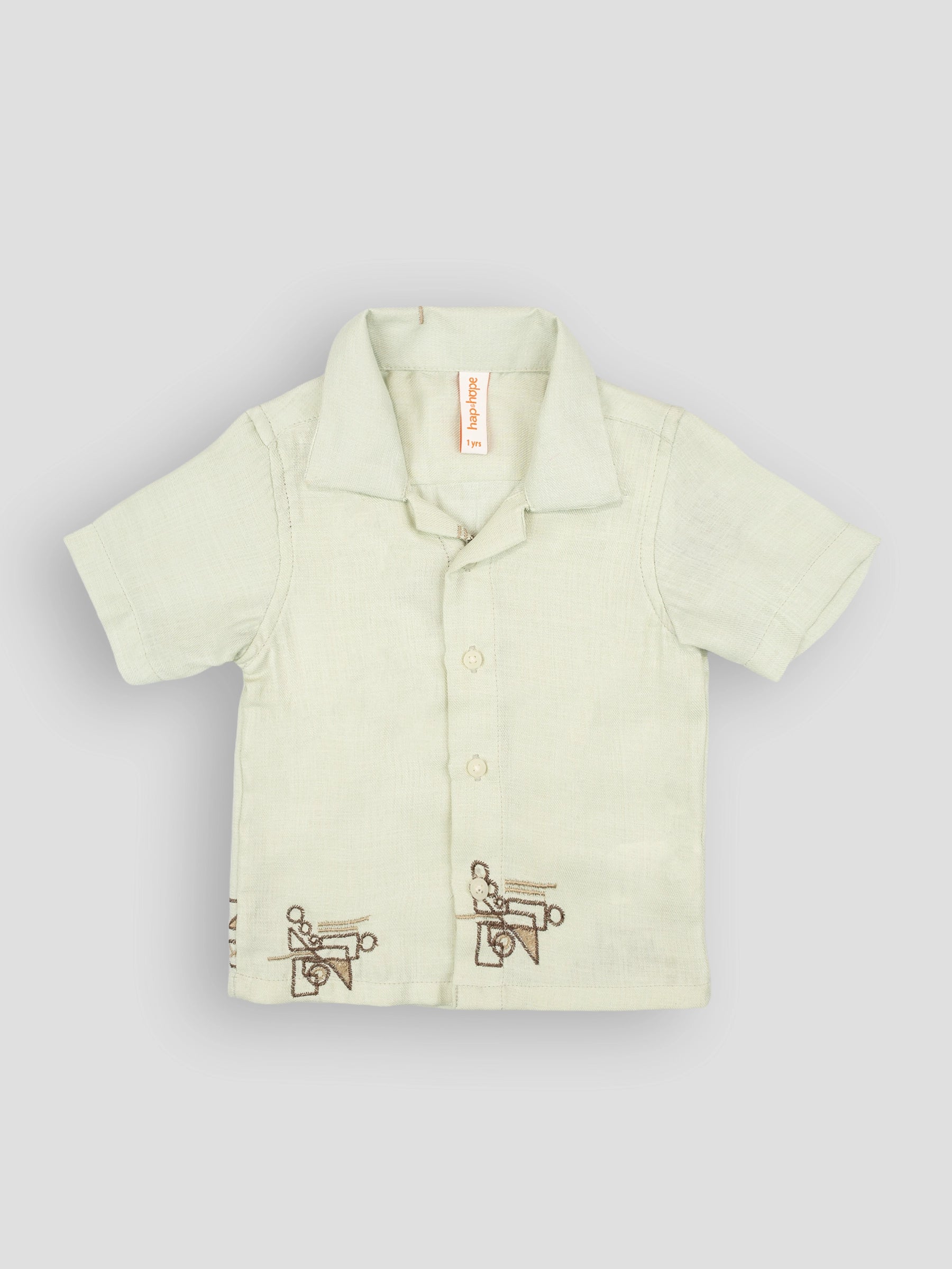Hap&Hope Printed Camp Collar Half Sleeve Poly Cotton Shirt for Boys