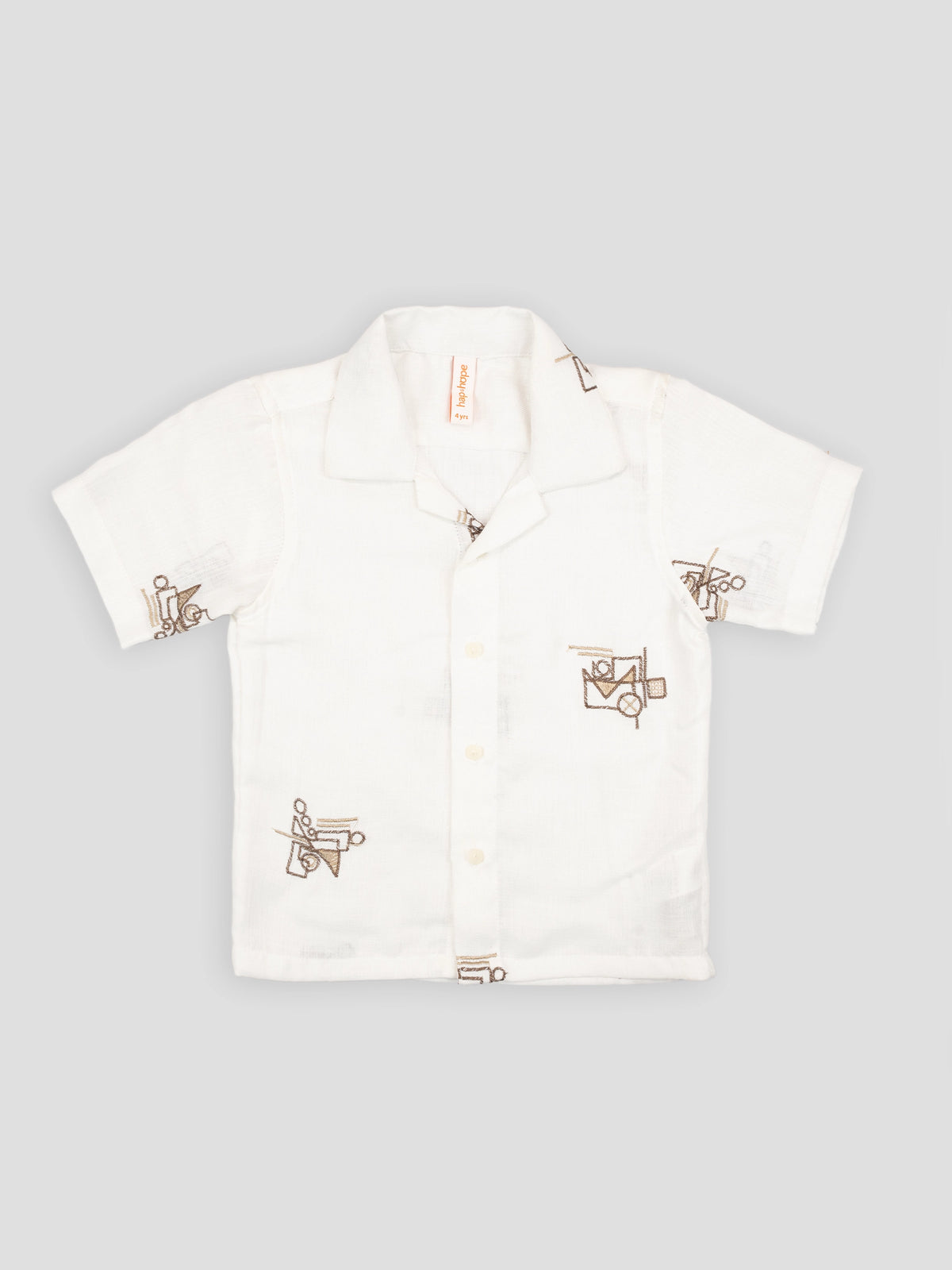 Hap&Hope Printed Camp Collar Half Sleeve Poly Cotton Shirt for Boys