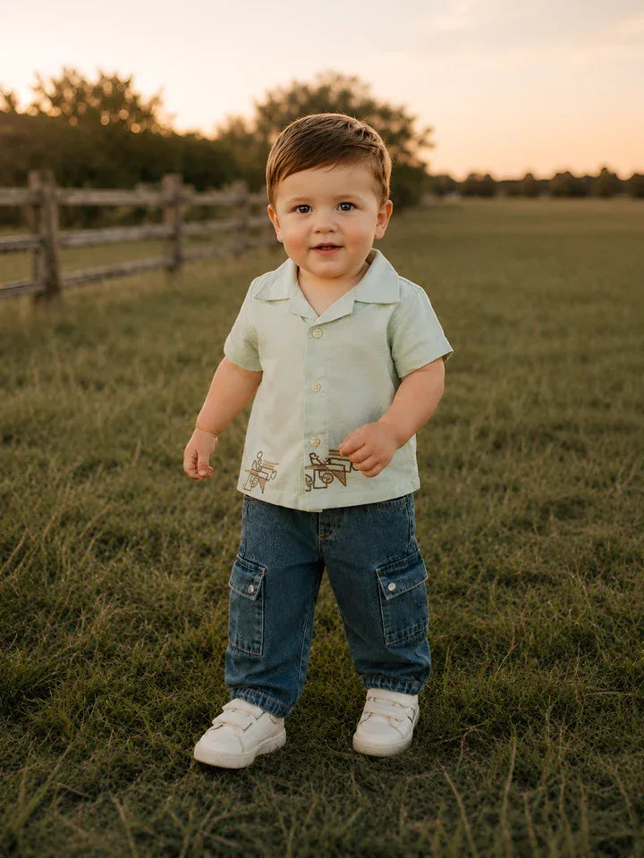 Hap & Hope Printed Camp Collar Half Sleeve Poly Cotton Shirt for Boys