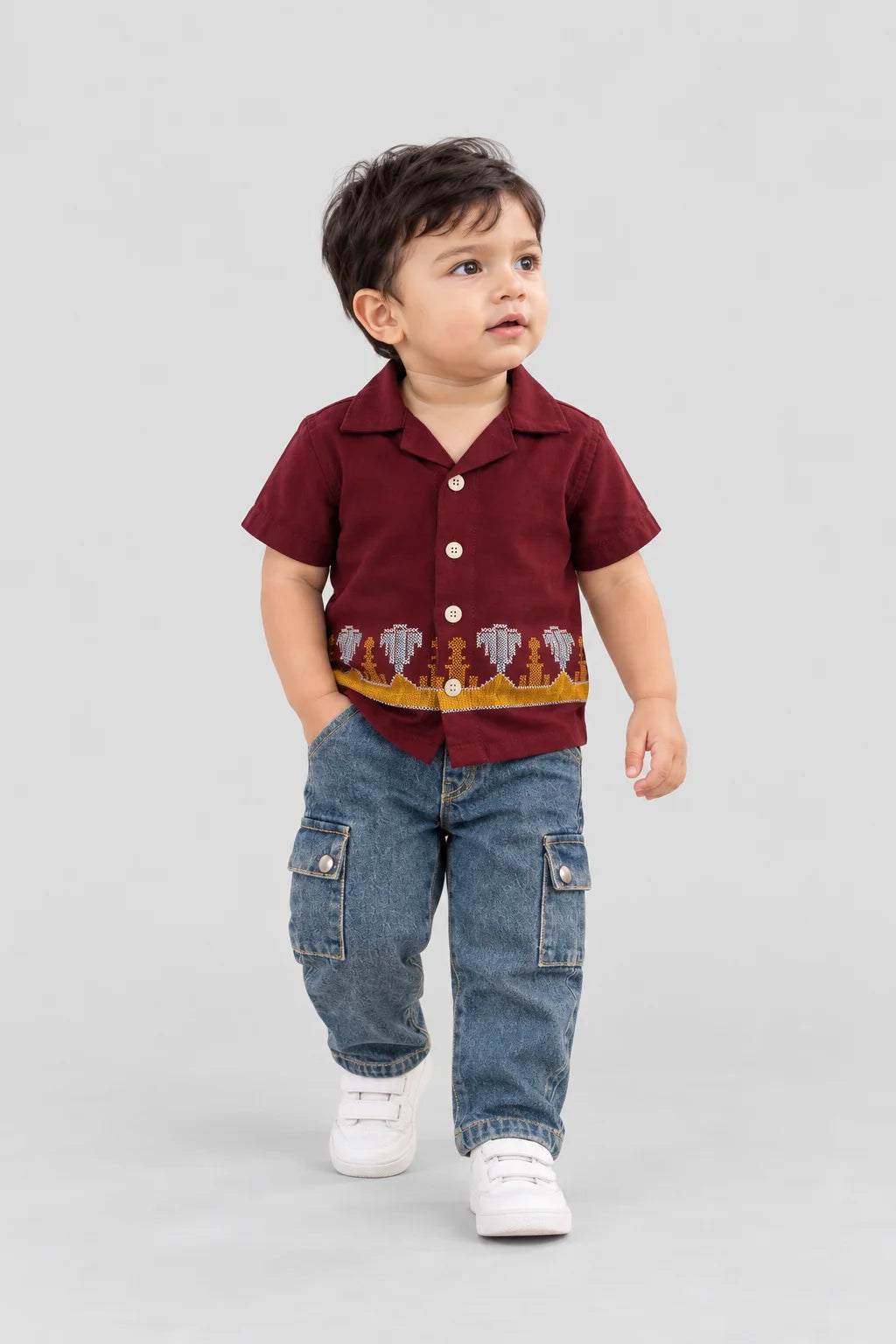 Hap & Hope Printed Camp Collar Half Sleeve Shirt for Boys