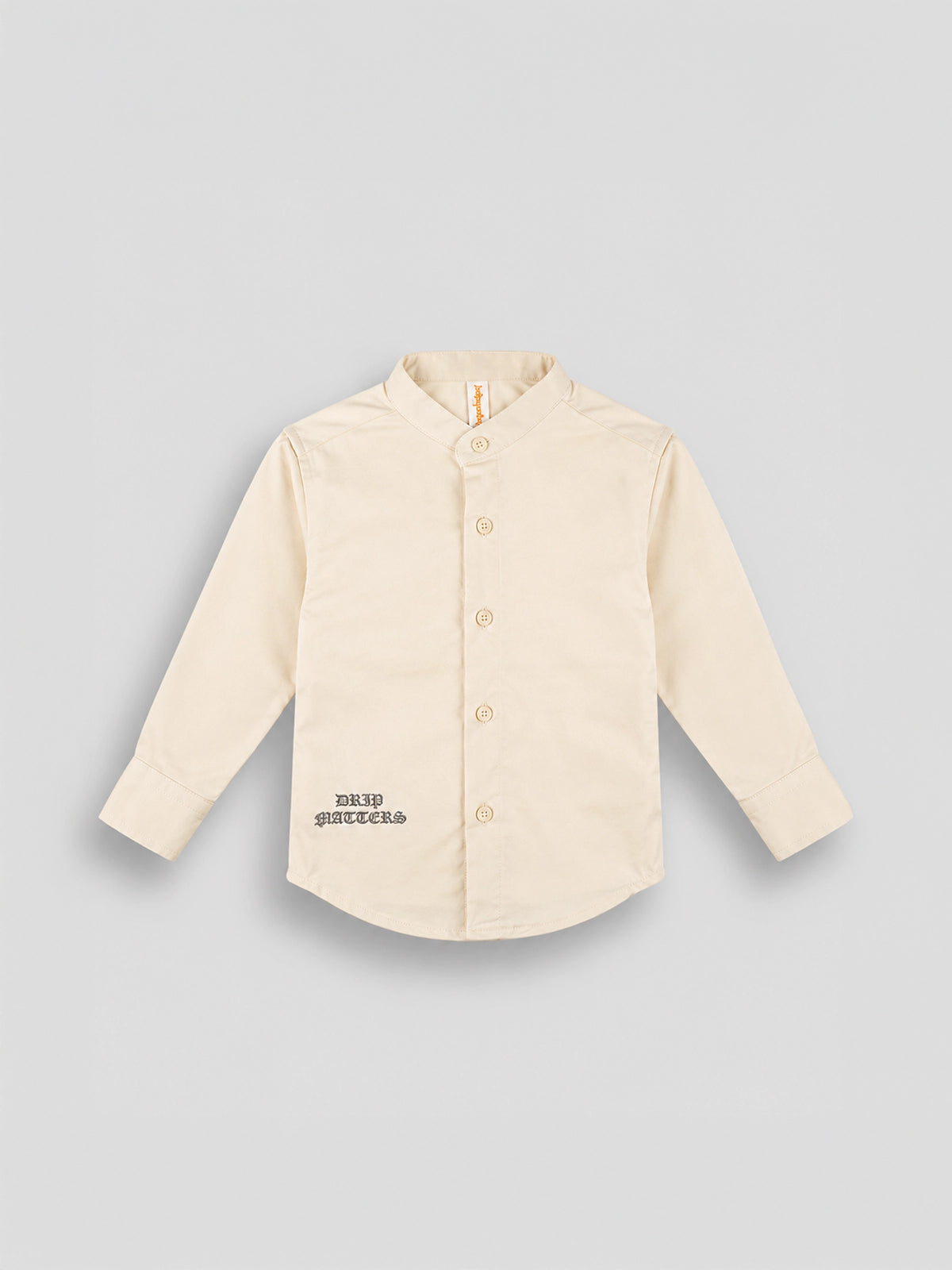 Hap & Hope Printed Chinese Neck Full Sleeve Twill Shirt for Boys