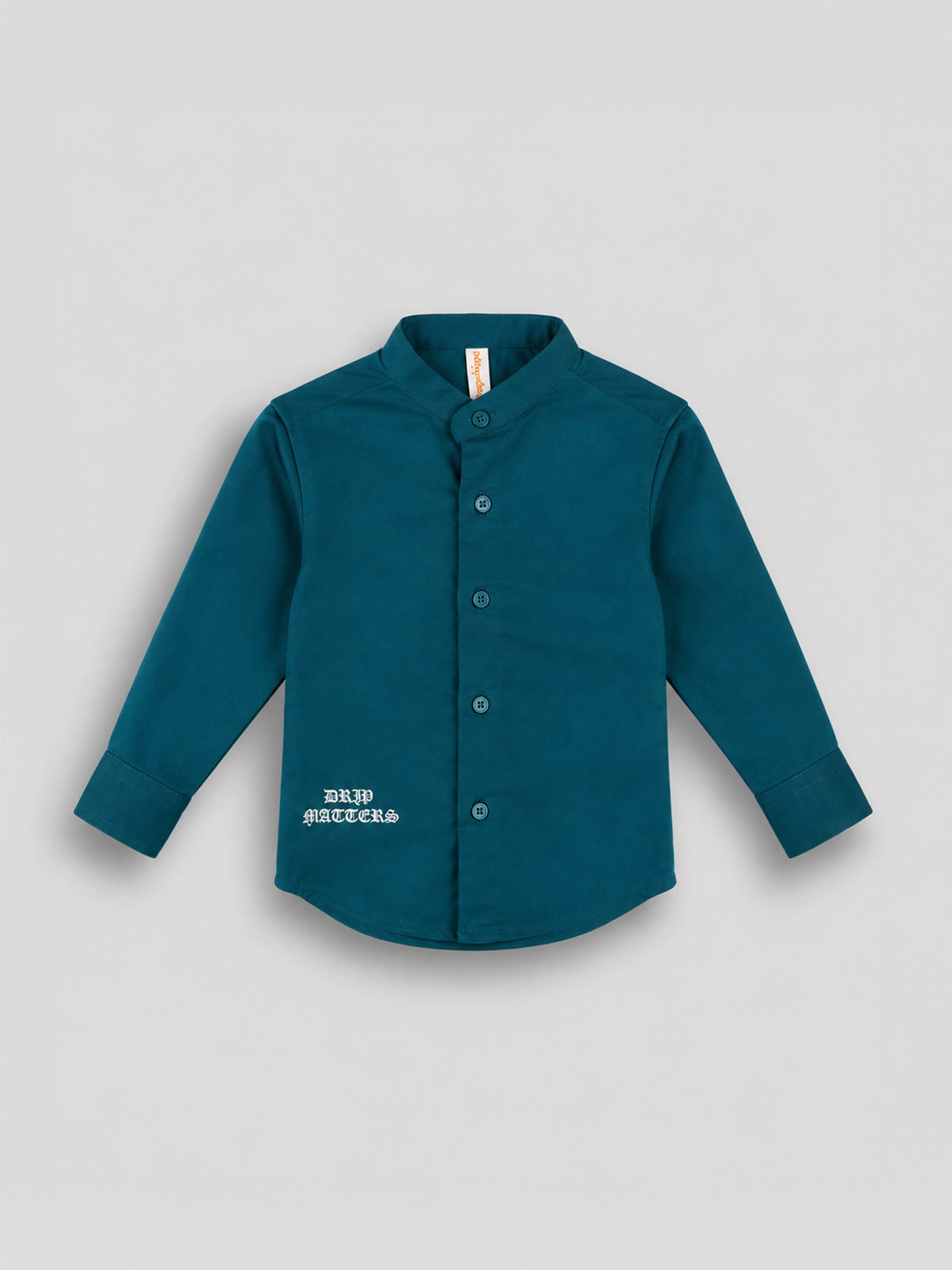 Hap & Hope Printed Chinese Neck Full Sleeve Twill Shirt for Boys