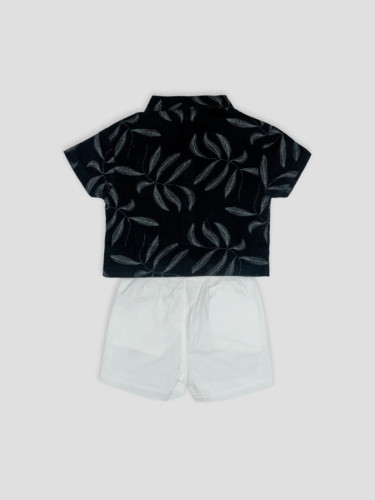 Hap & Hope  Printed Corduroy Shirt & Shorts For Baby Boys