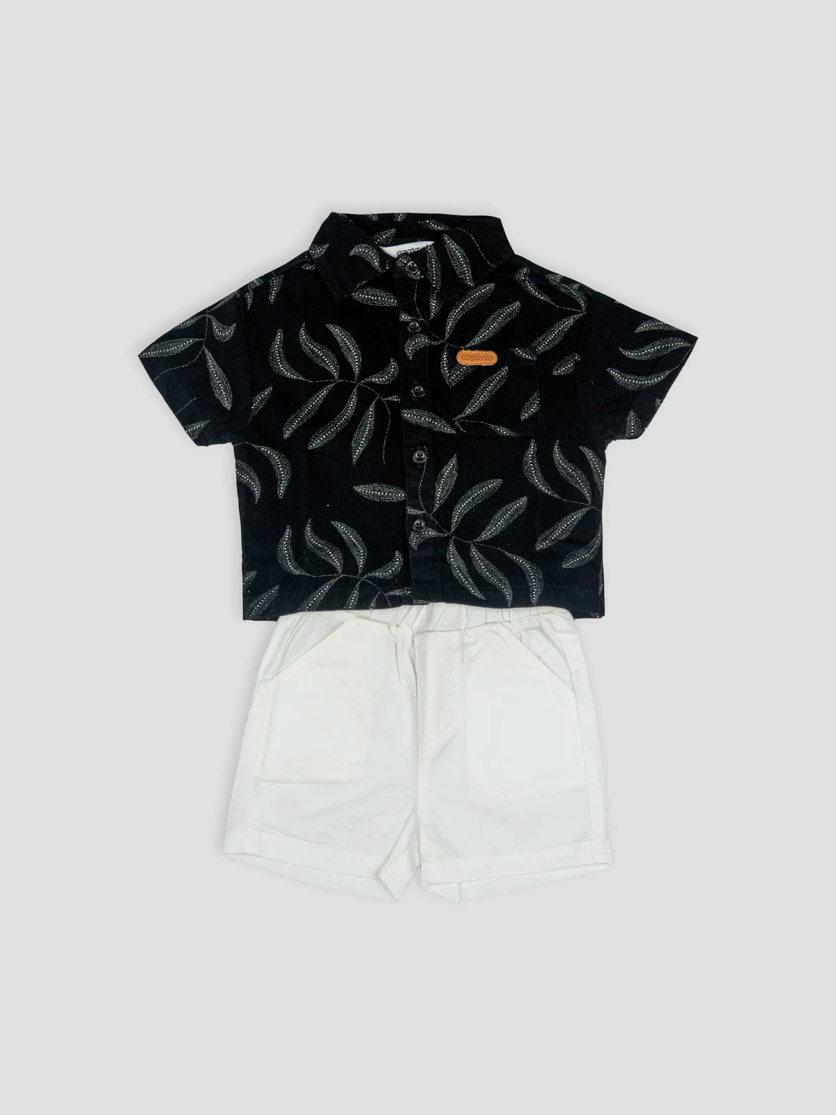 Hap & Hope  Printed Corduroy Shirt & Shorts For Baby Boys
