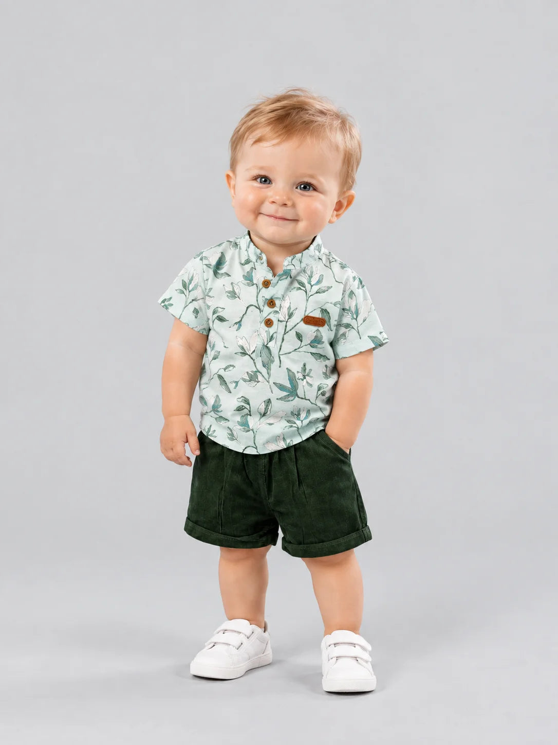 Hap & Hope  Printed Cotton Casual Wear Shirt & Shorts For Baby Boys