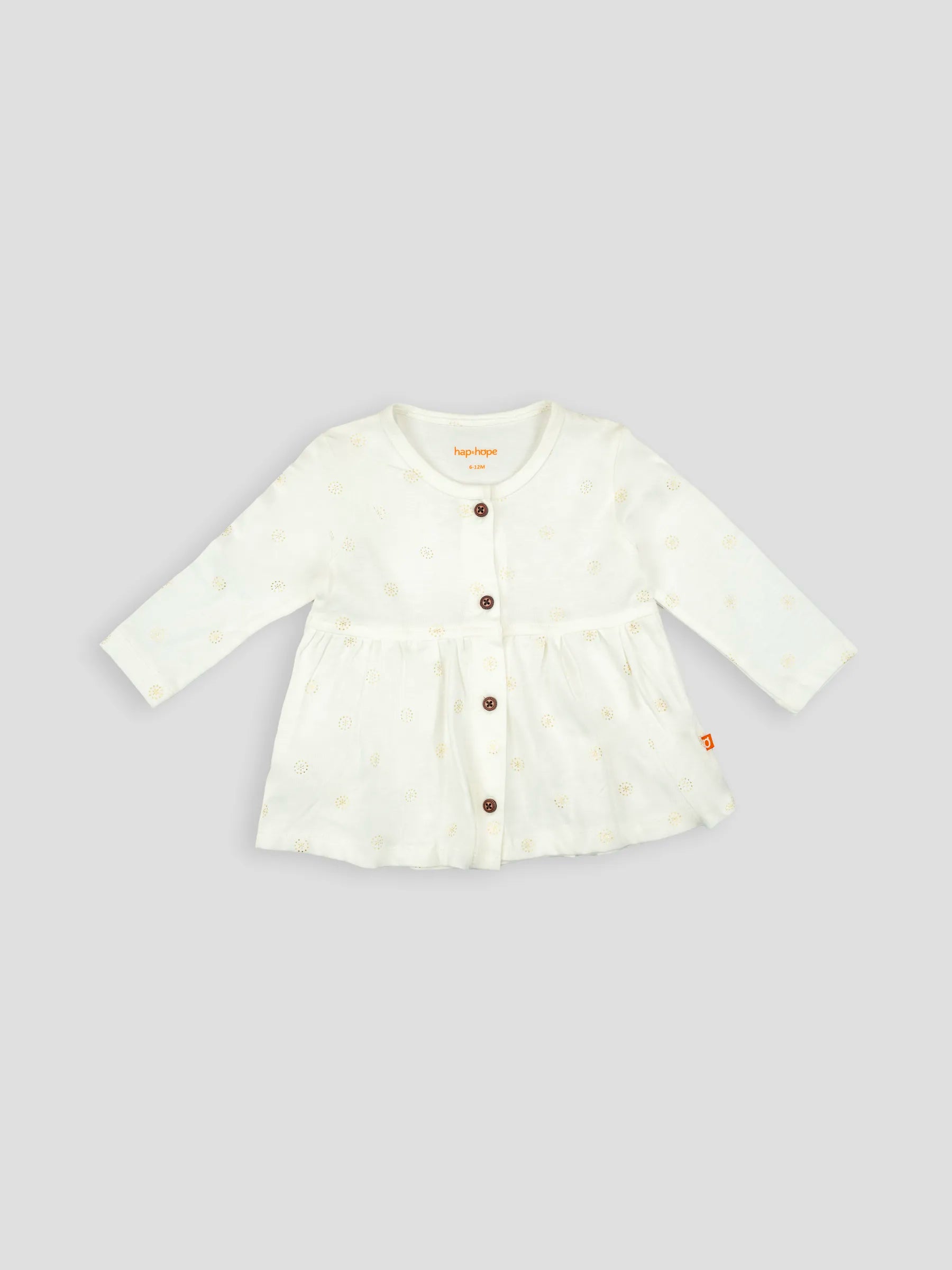 Hap & Hope  Printed Cotton Full Sleeve Jabala Frock  For Baby Girls