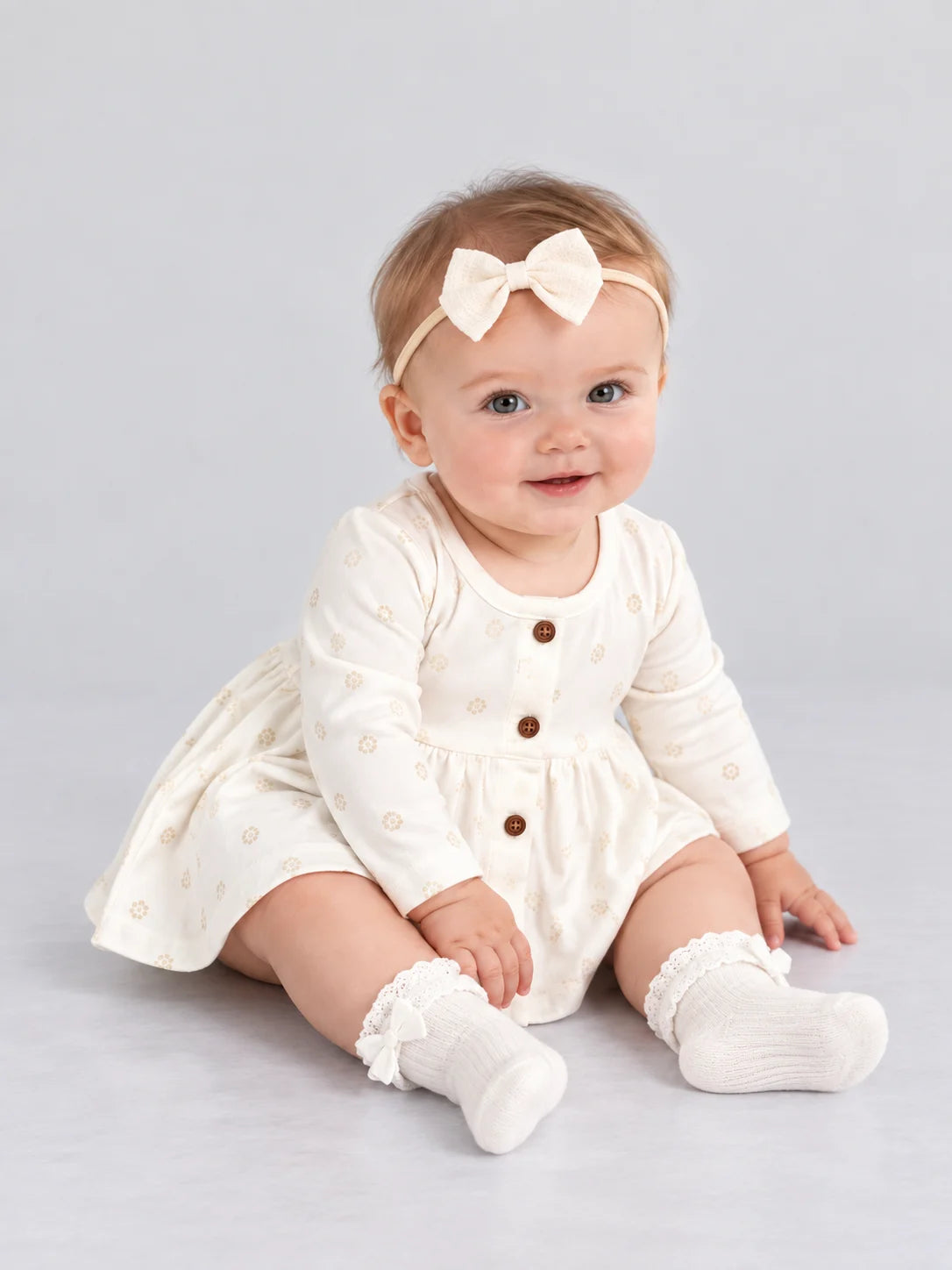 Hap & Hope  Printed Cotton Full Sleeve Jabala Frock  For Baby Girls
