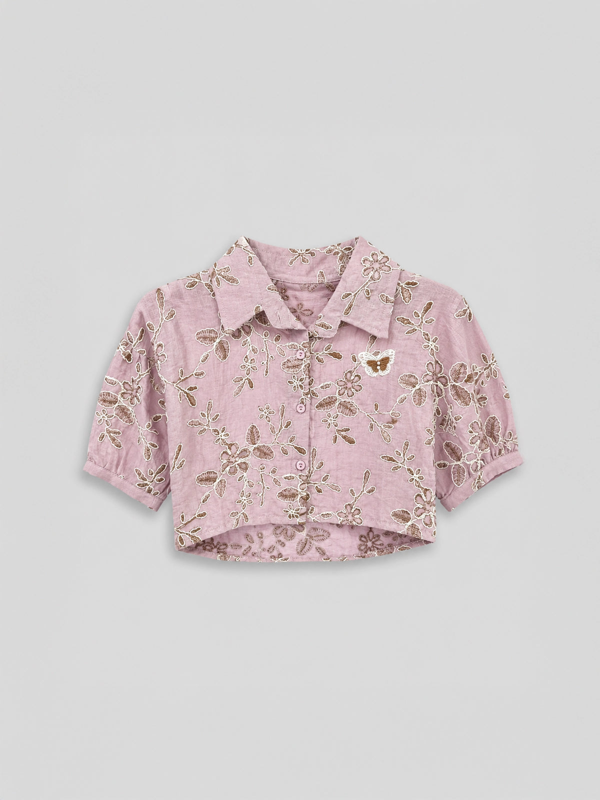 Hap & Hope  Printed Cotton Half Sleeve Collared Top For Girls