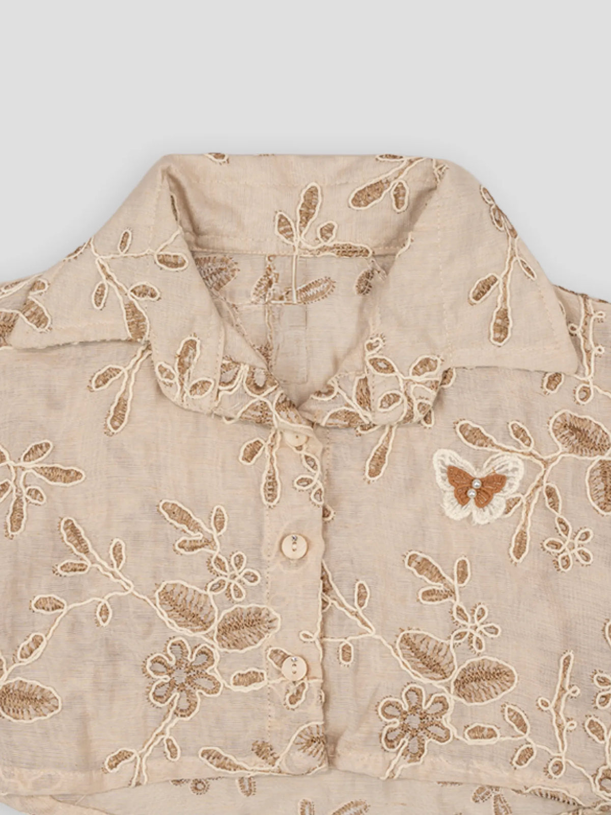 Hap & Hope  Printed Cotton Half Sleeve Collared Top For Girls