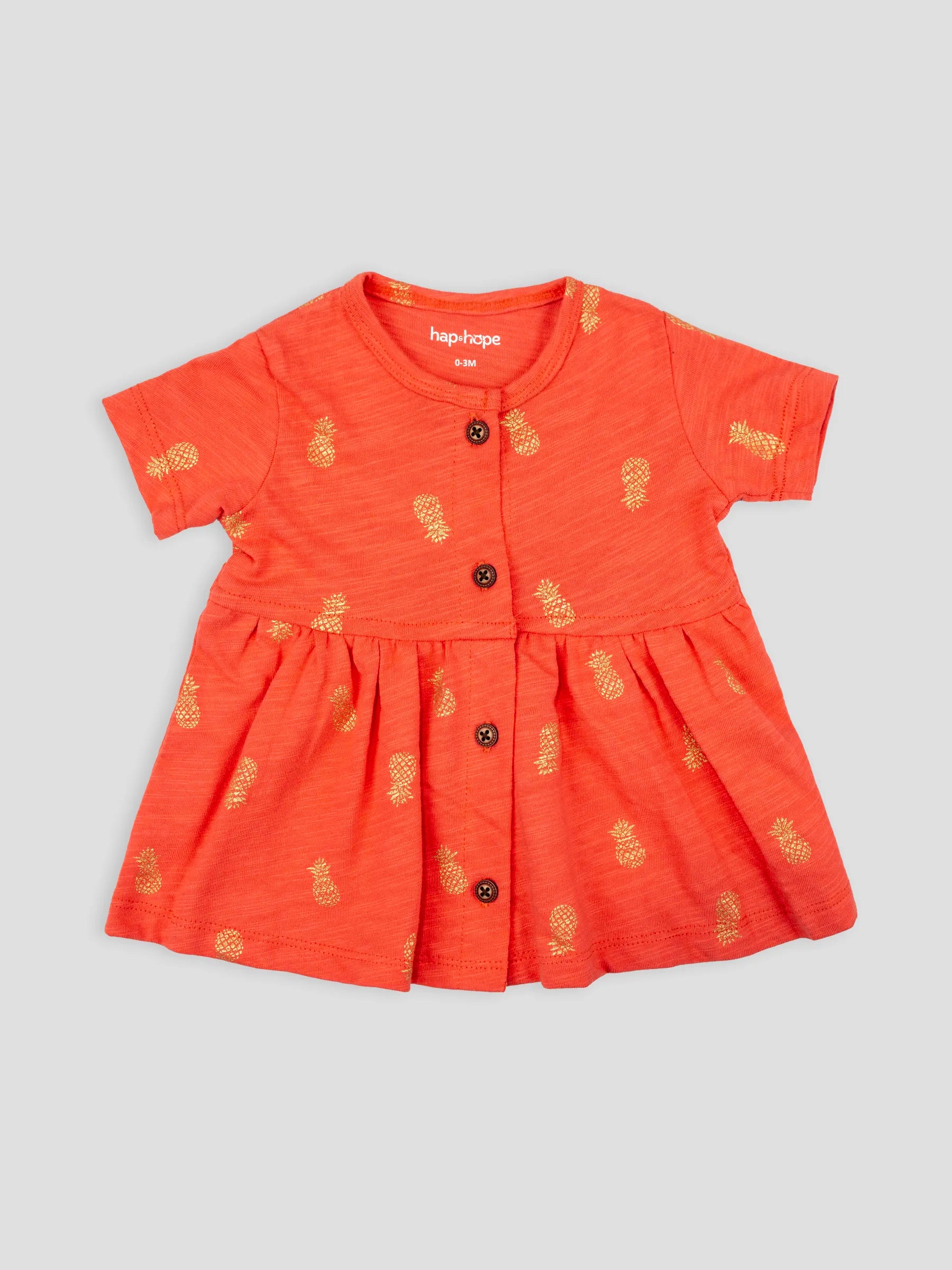 Hap & Hope  Printed Cotton Half Sleeve Jabala Frock For Baby Girls