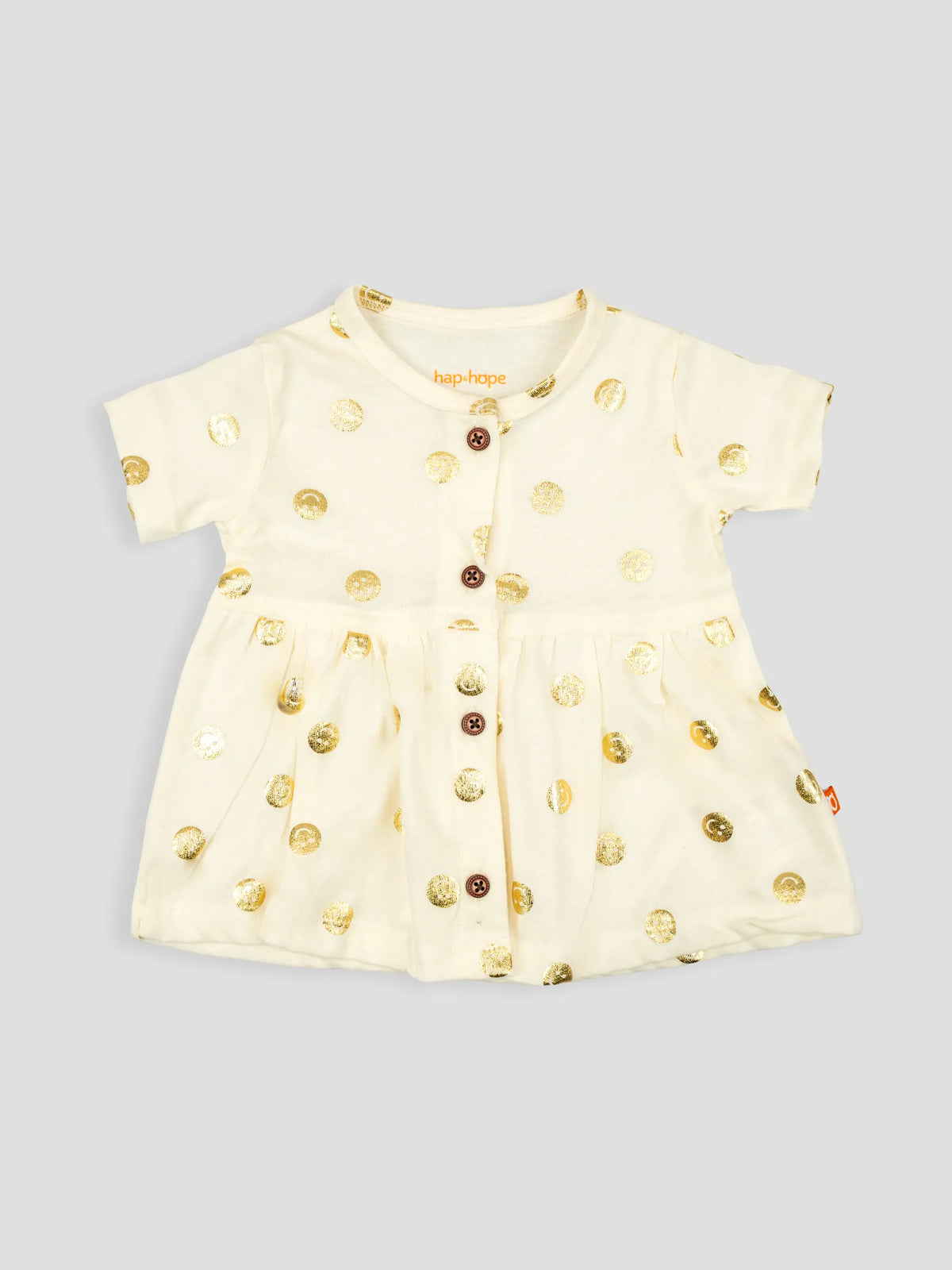 Hap & Hope  Printed Cotton Half Sleeve Jabala Frock For Baby Girls