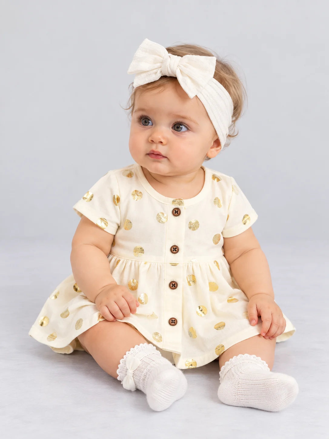 Hap & Hope  Printed Cotton Half Sleeve Jabala Frock For Baby Girls