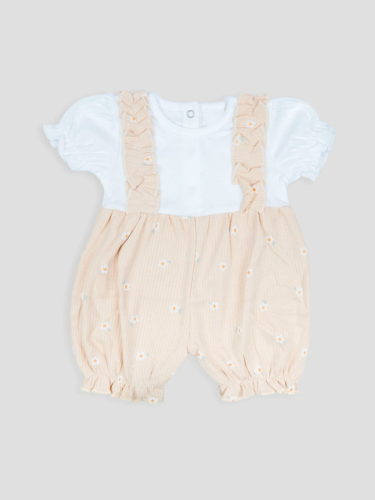 Hap & Hope Printed Cotton Half Sleeve Jump Suit For Baby Girls