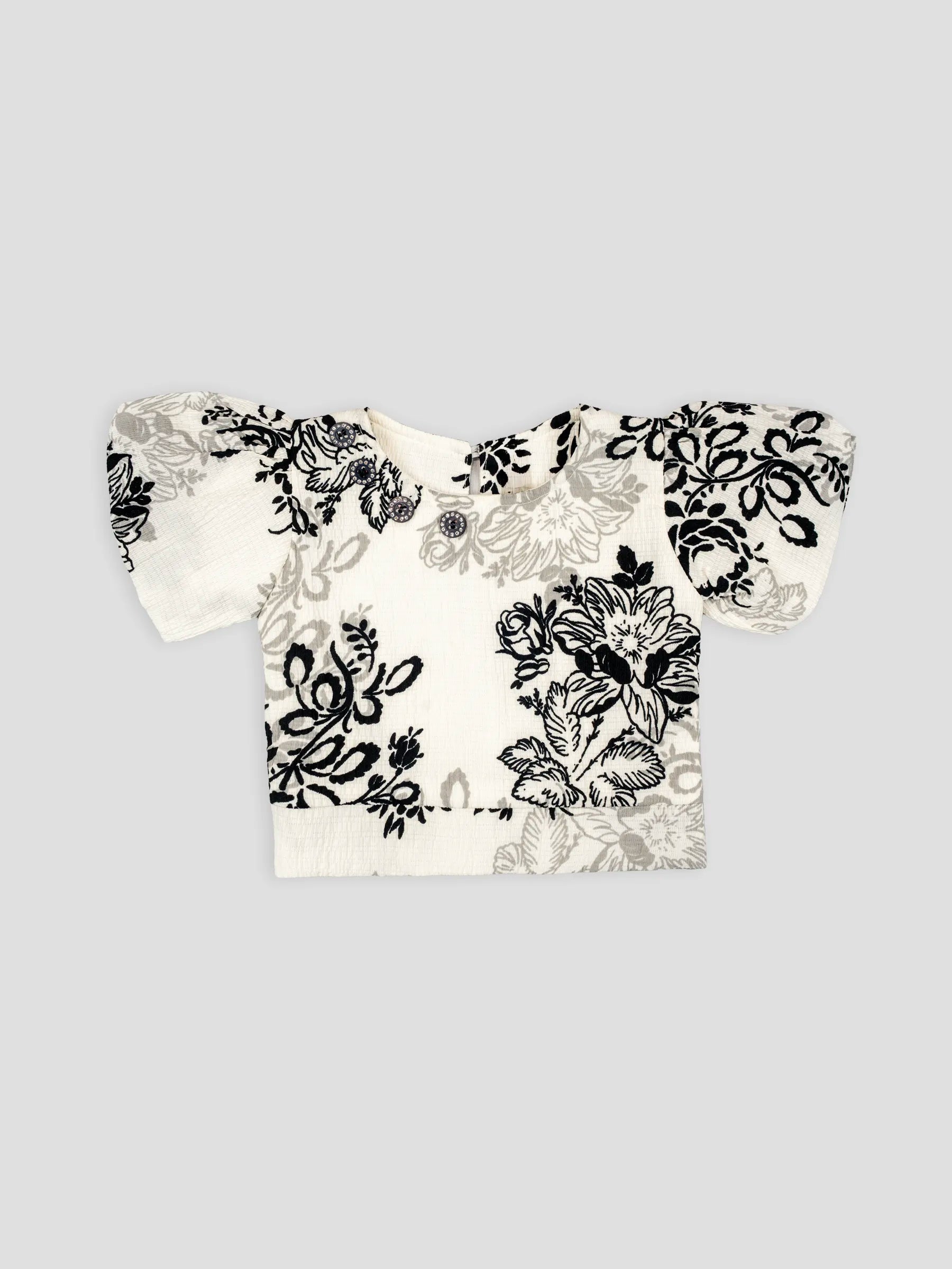 Hap & Hope  Printed Cotton Half Sleeve Round Neck Top For Girls