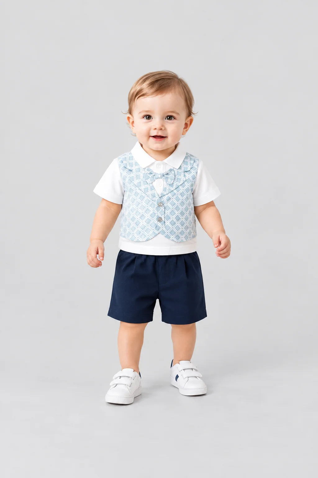 Hap & Hope   Printed Half Sleeve Party Wear Set For Baby Boy