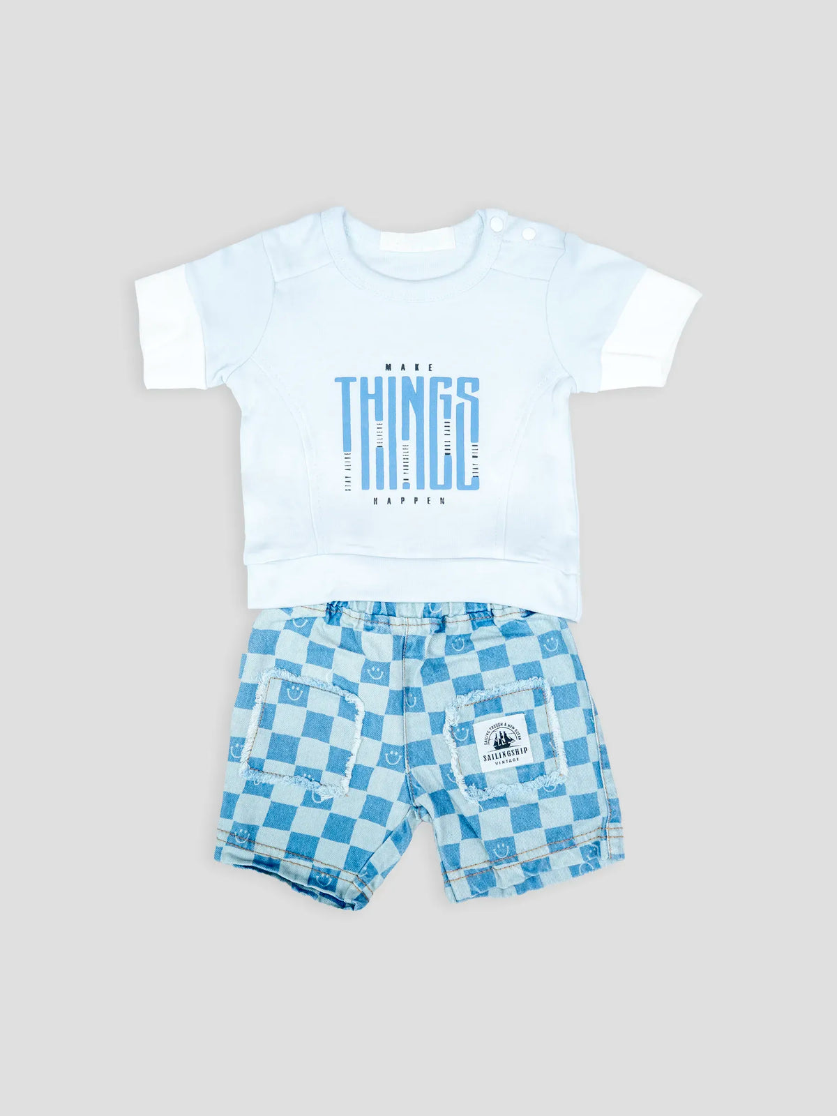Hap & Hope  Printed Round Neck Half Sleeve Cotton T-Shirt & Shorts For Baby Boys