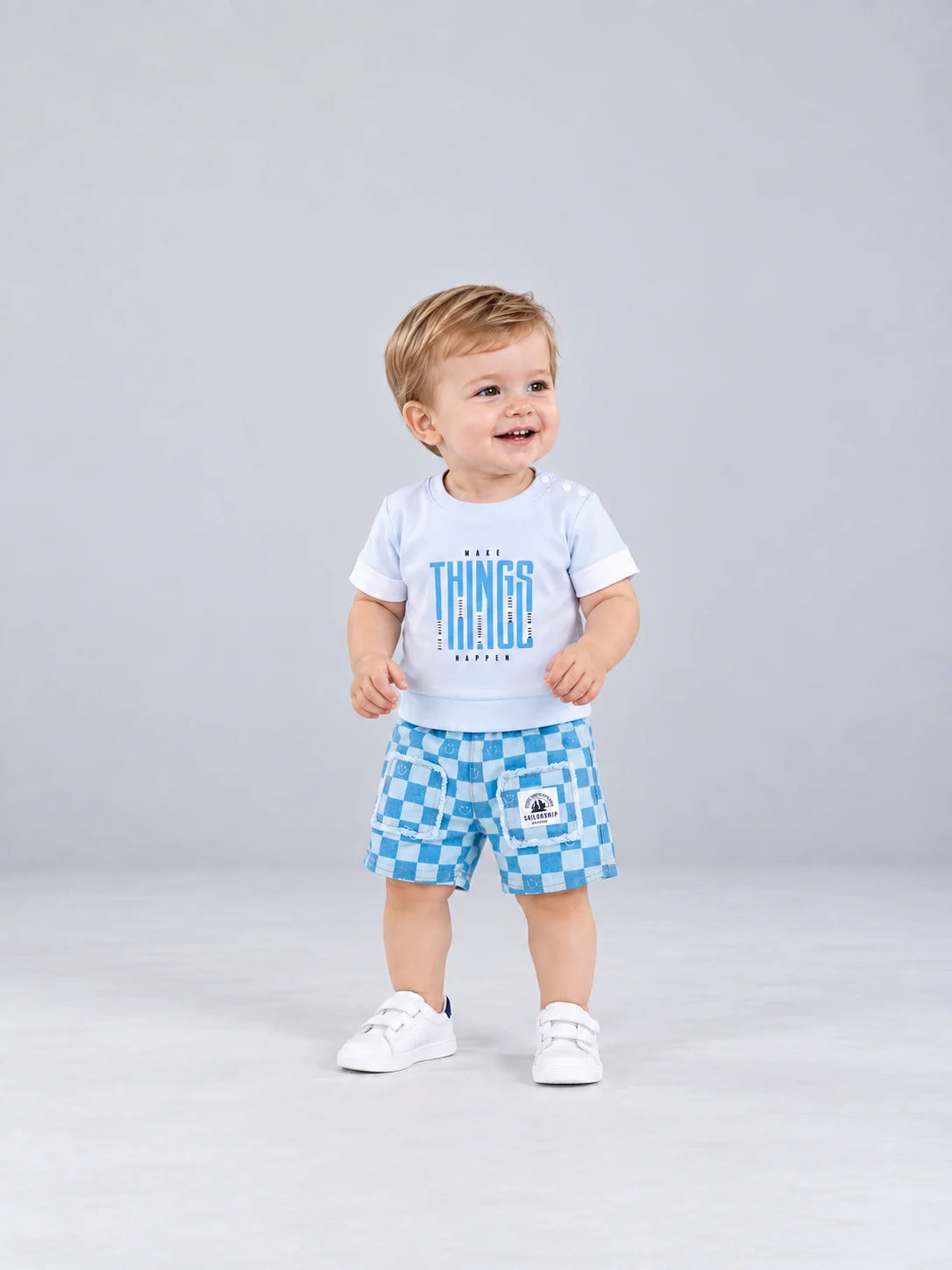 Hap & Hope  Printed Round Neck Half Sleeve Cotton T-Shirt & Shorts For Baby Boys