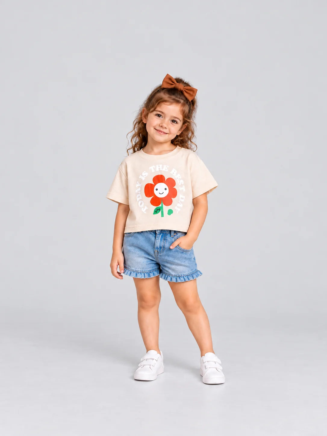 Hap & Hope Printed Round Neck Half Sleeve T-Shirt for Girls