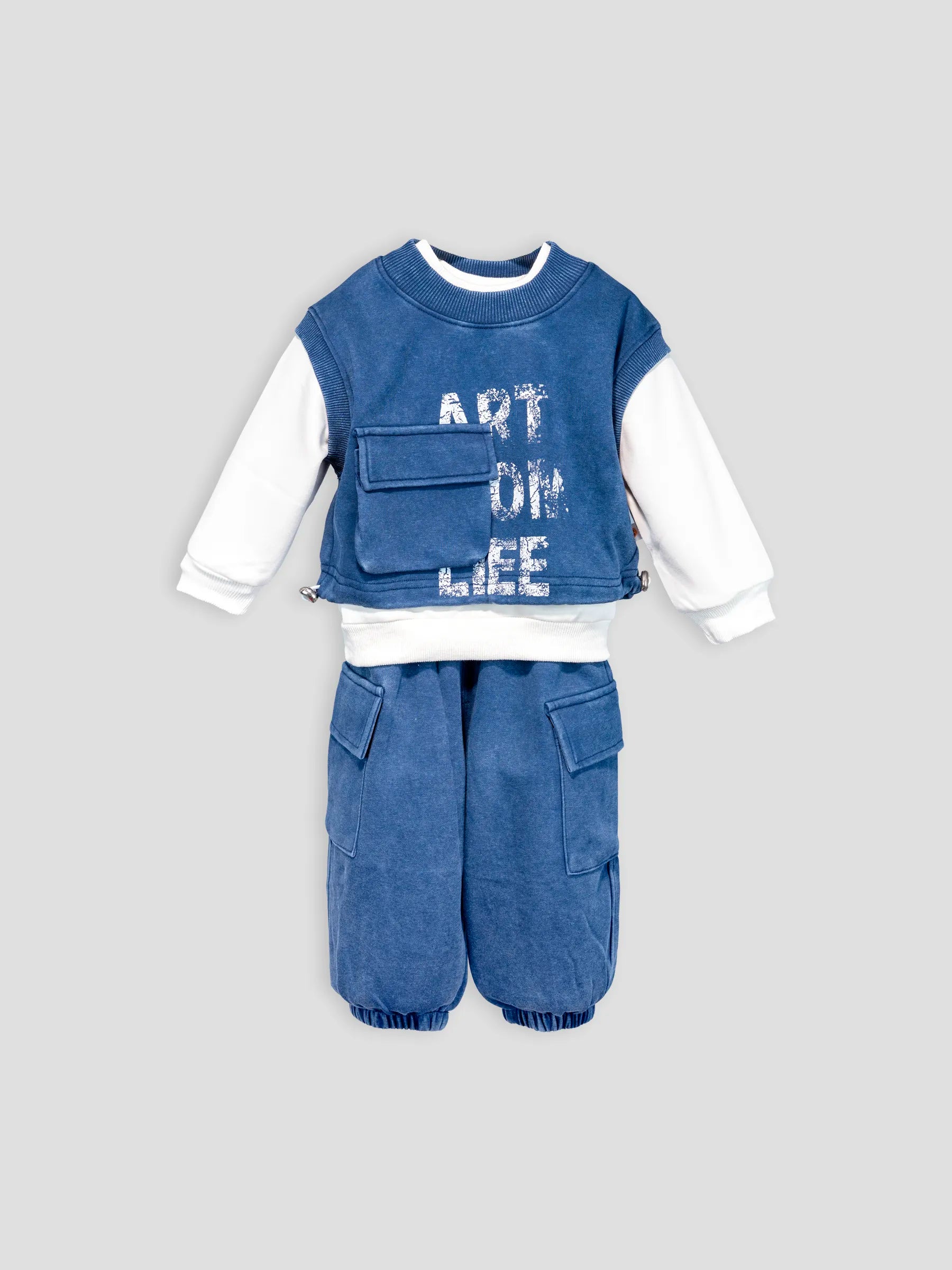 Hap & Hope  Printed Sweatshirt & Cargo Pants Cord Set For Boys