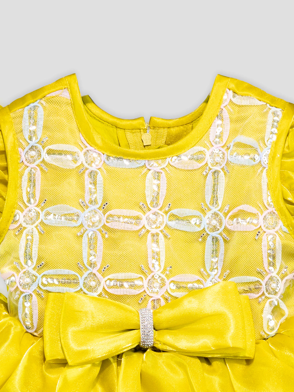 Hap & Hope Puff Sleeve Bow Detail Party Wear Frock For Girls