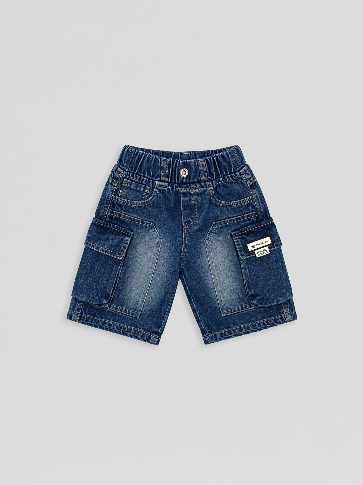 Hap & Hope  Relaxed Fit Denim Cargo Shorts For Boys