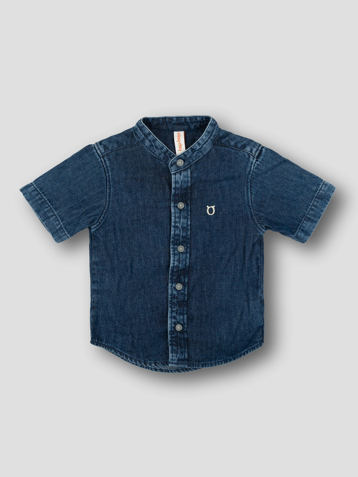 Hap&Hope Solid Chinese Neck Half Sleeve Denim Shirt for Boys