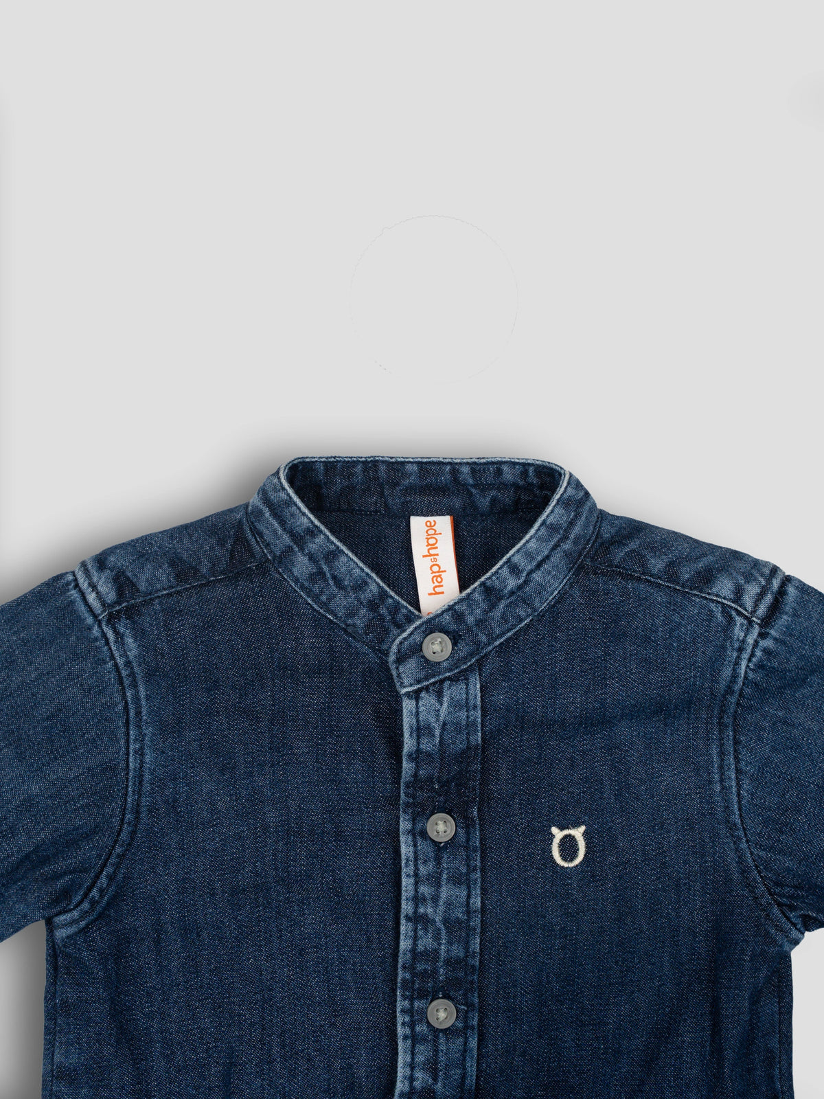 Hap&Hope Solid Chinese Neck Half Sleeve Denim Shirt for Boys