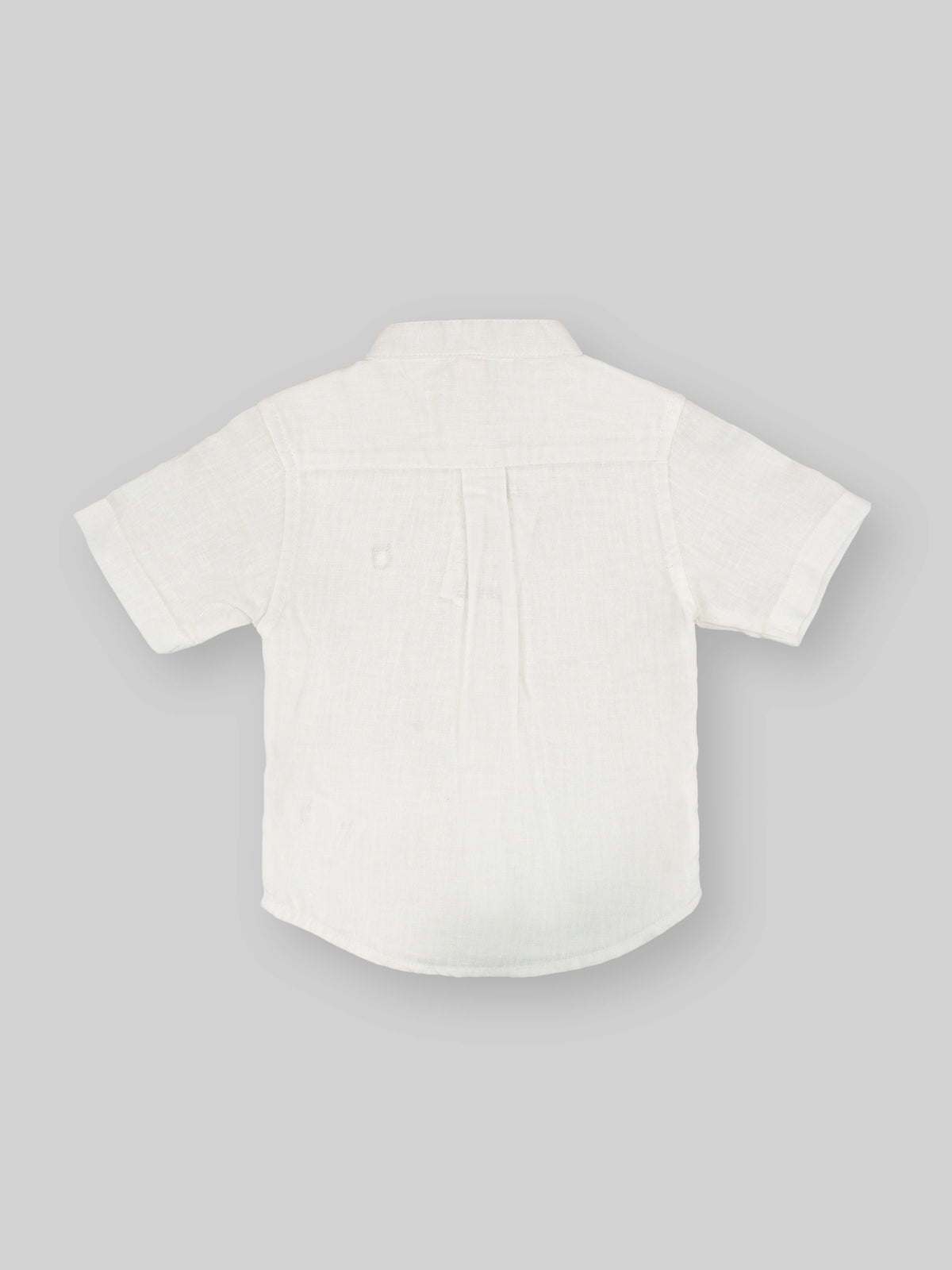 Hap&Hope Solid Linen Blend Chinese Collar Half Sleeve Shirt for Boys