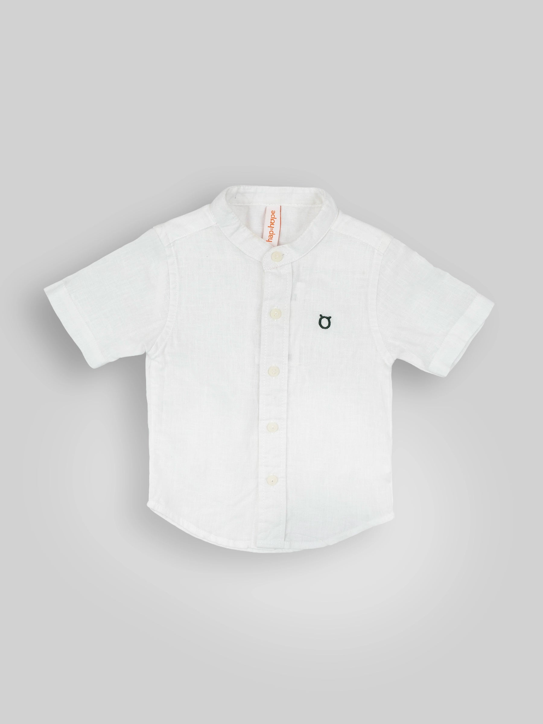 Hap&Hope Solid Linen Blend Chinese Collar Half Sleeve Shirt for Boys