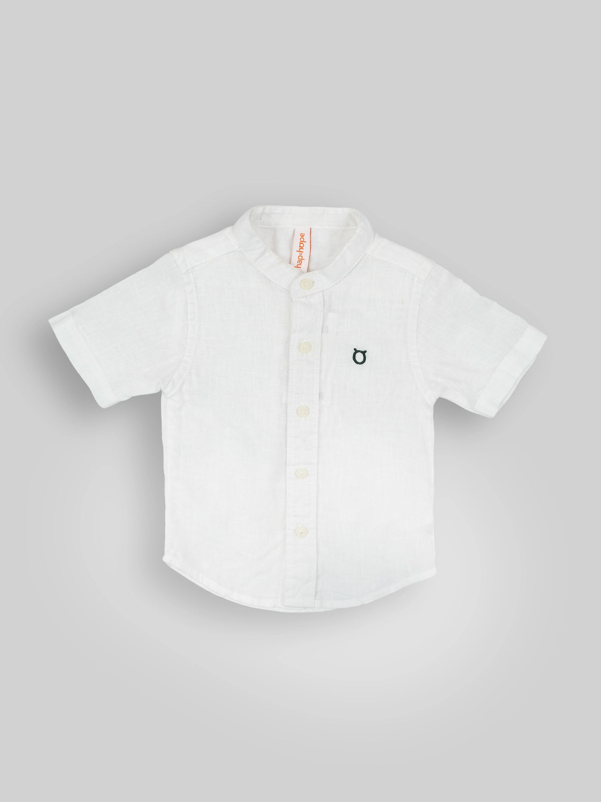 Hap&Hope Solid Linen Blend Chinese Collar Half Sleeve Shirt for Boys