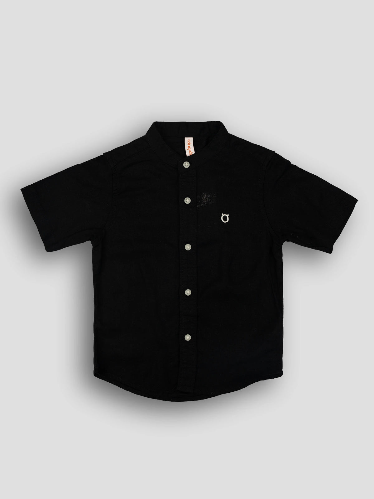 Hap&Hope Solid Linen Blend Chinese Collar Half Sleeve Shirt for Boys