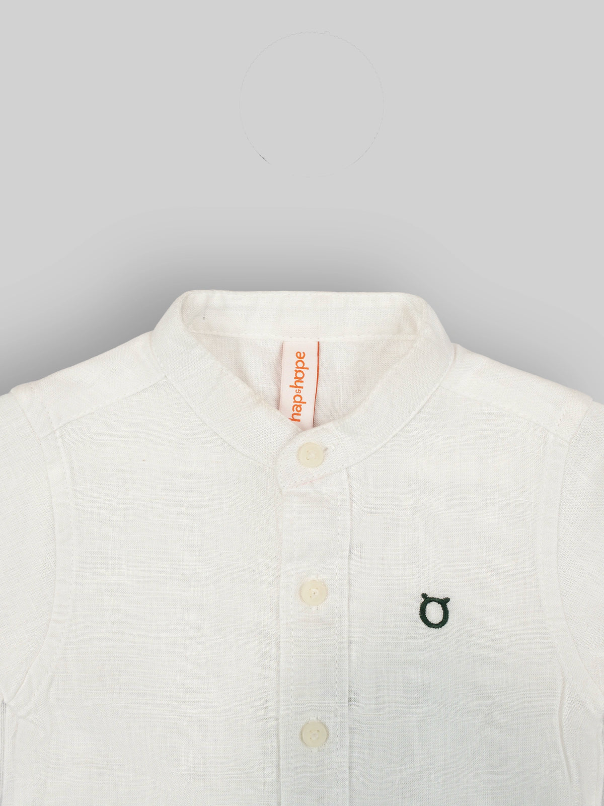 Hap&Hope Solid Linen Blend Chinese Collar Half Sleeve Shirt for Boys