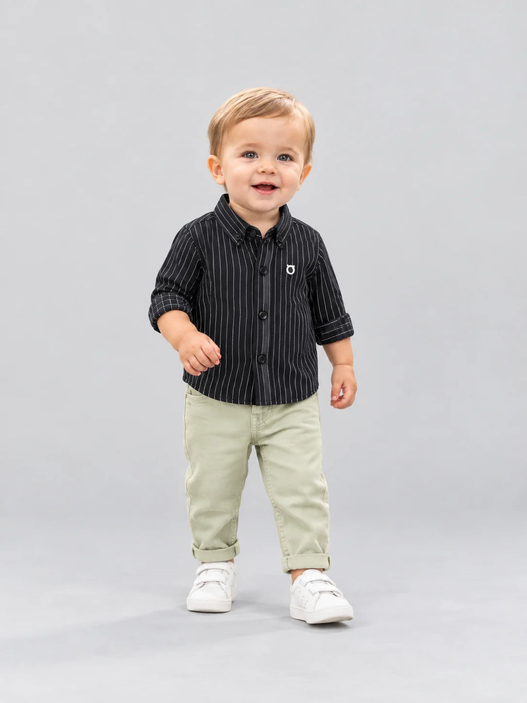 Hap & Hope Striped Collar Neck Full Sleeve Shirt for Boys