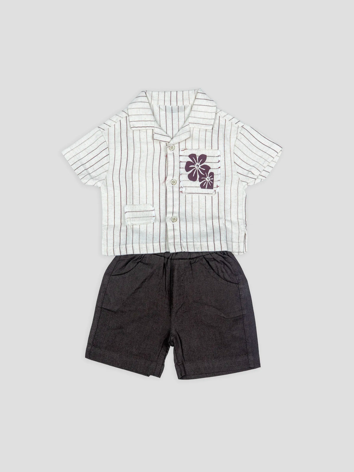 Hap & Hope  Striped Cotton Shirt & Shorts For Baby Boys