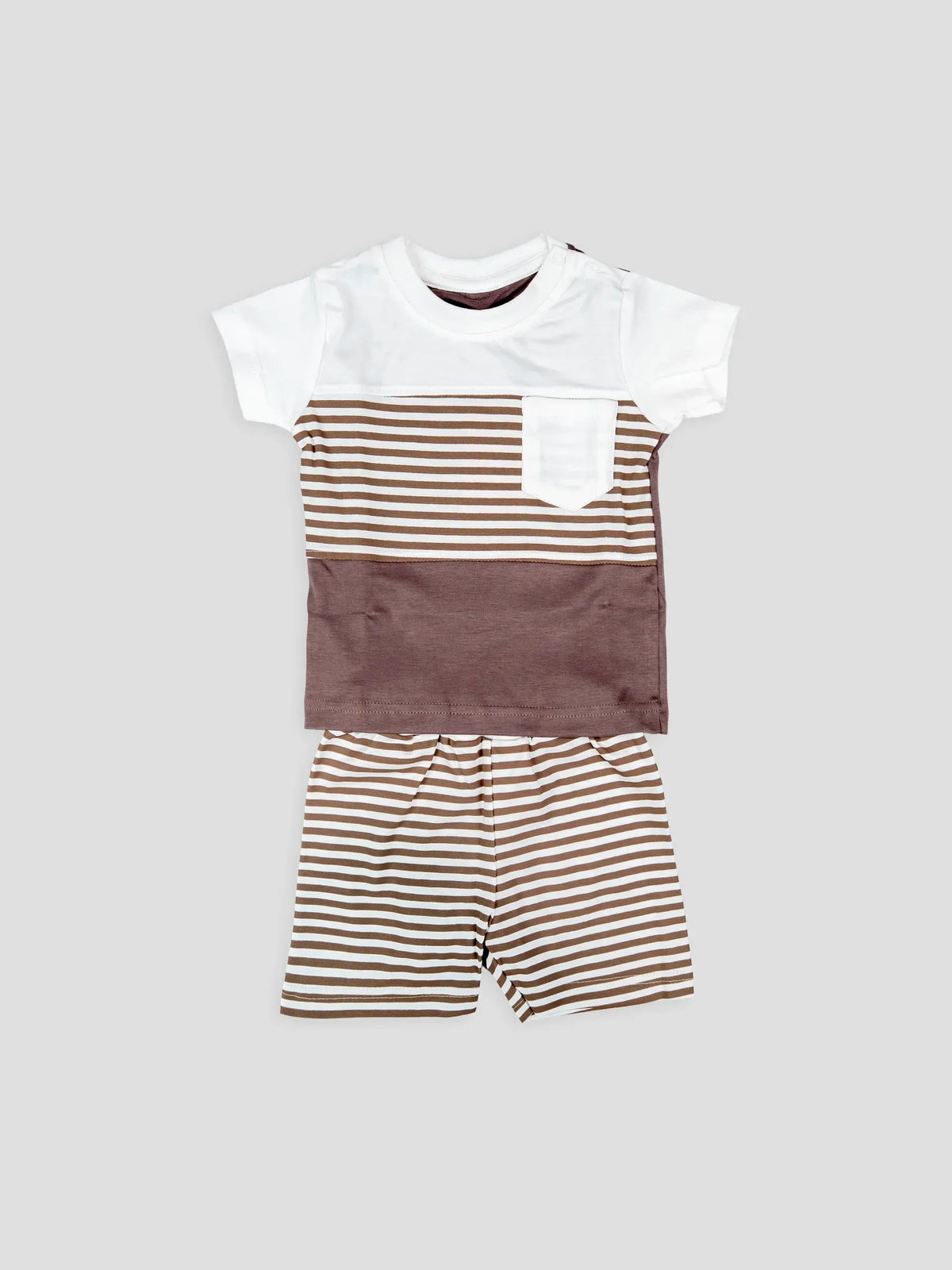 Hap & Hope  Striped Cotton T-Shirt & Shorts For Boys