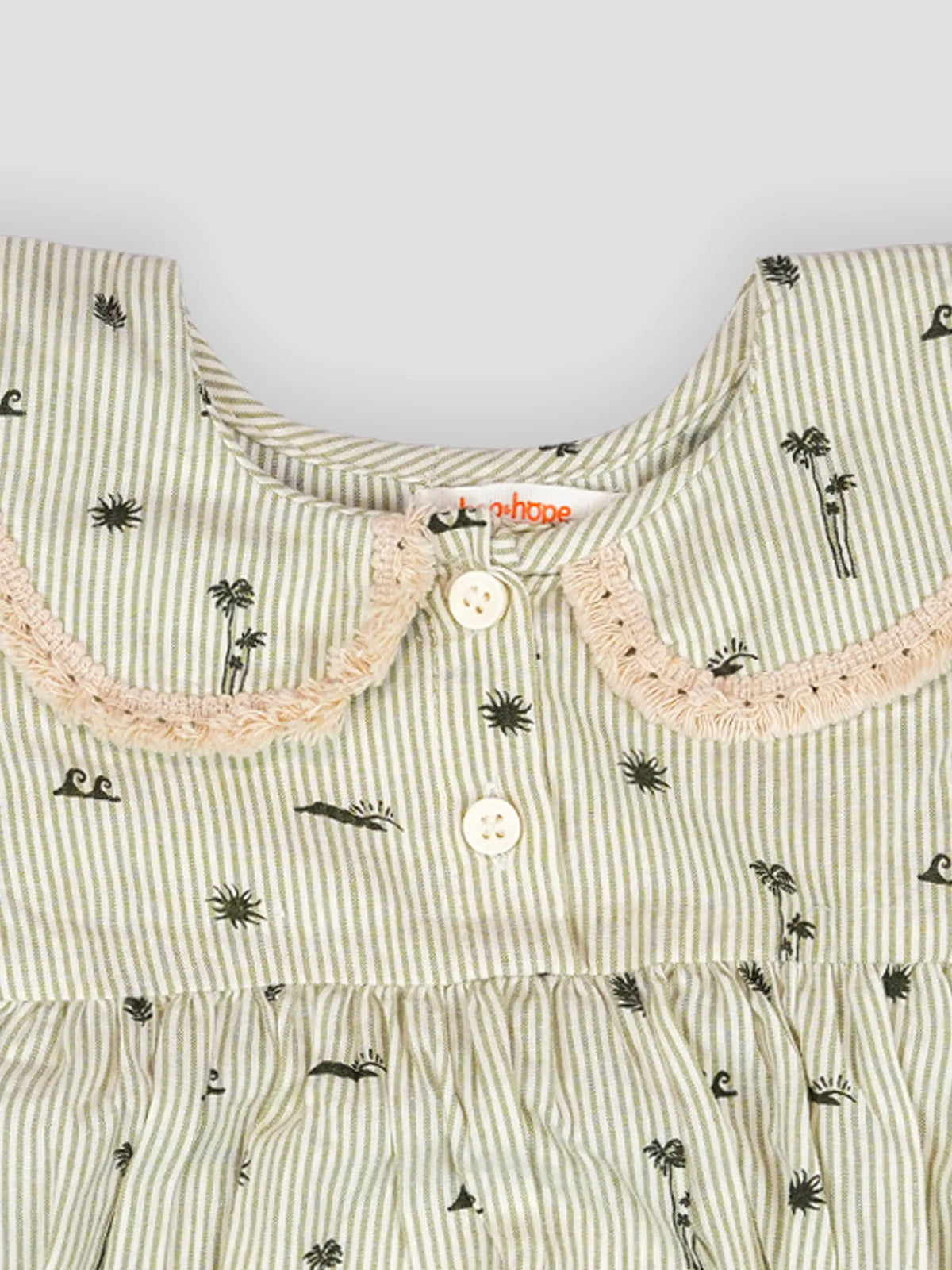 Hap & Hope  Striped Full Sleeve Romper For Baby Girls