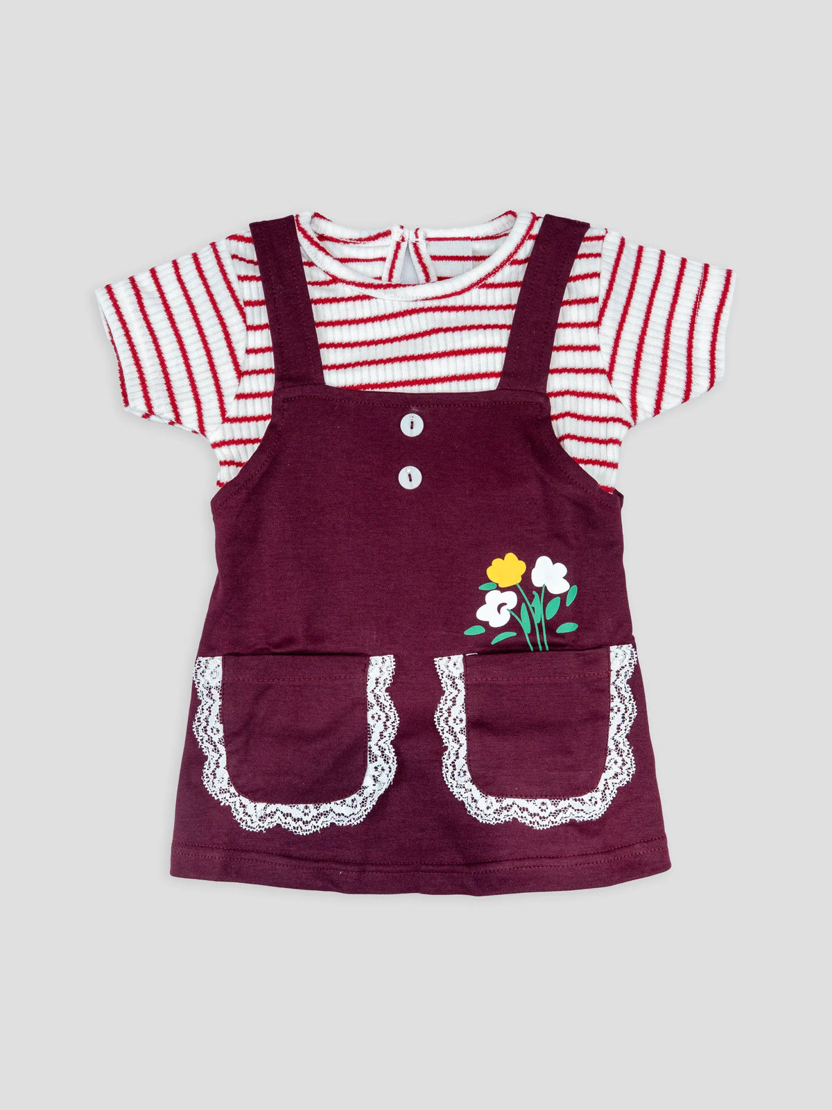 Hap & Hope Striped Printed Cotton Frock For Baby Girls
