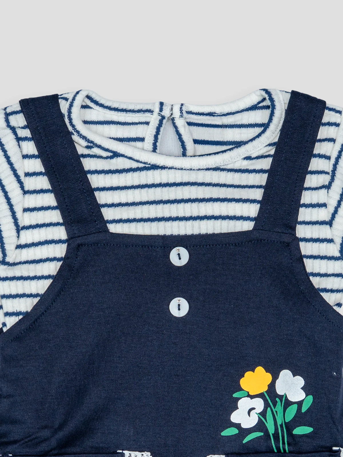 Hap & Hope Striped Printed Cotton Frock For Baby Girls