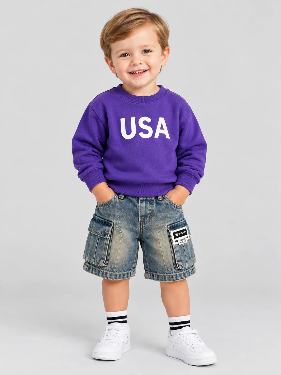 Hap & Hope USA Printed Full Sleeve Cotton T-Shirt For Boys