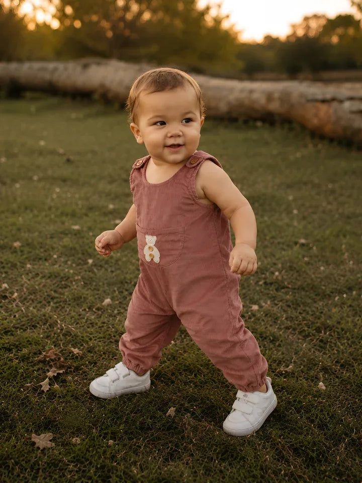 Hap & Hope  Unisex Corduroy Dungaree Romper For Babies